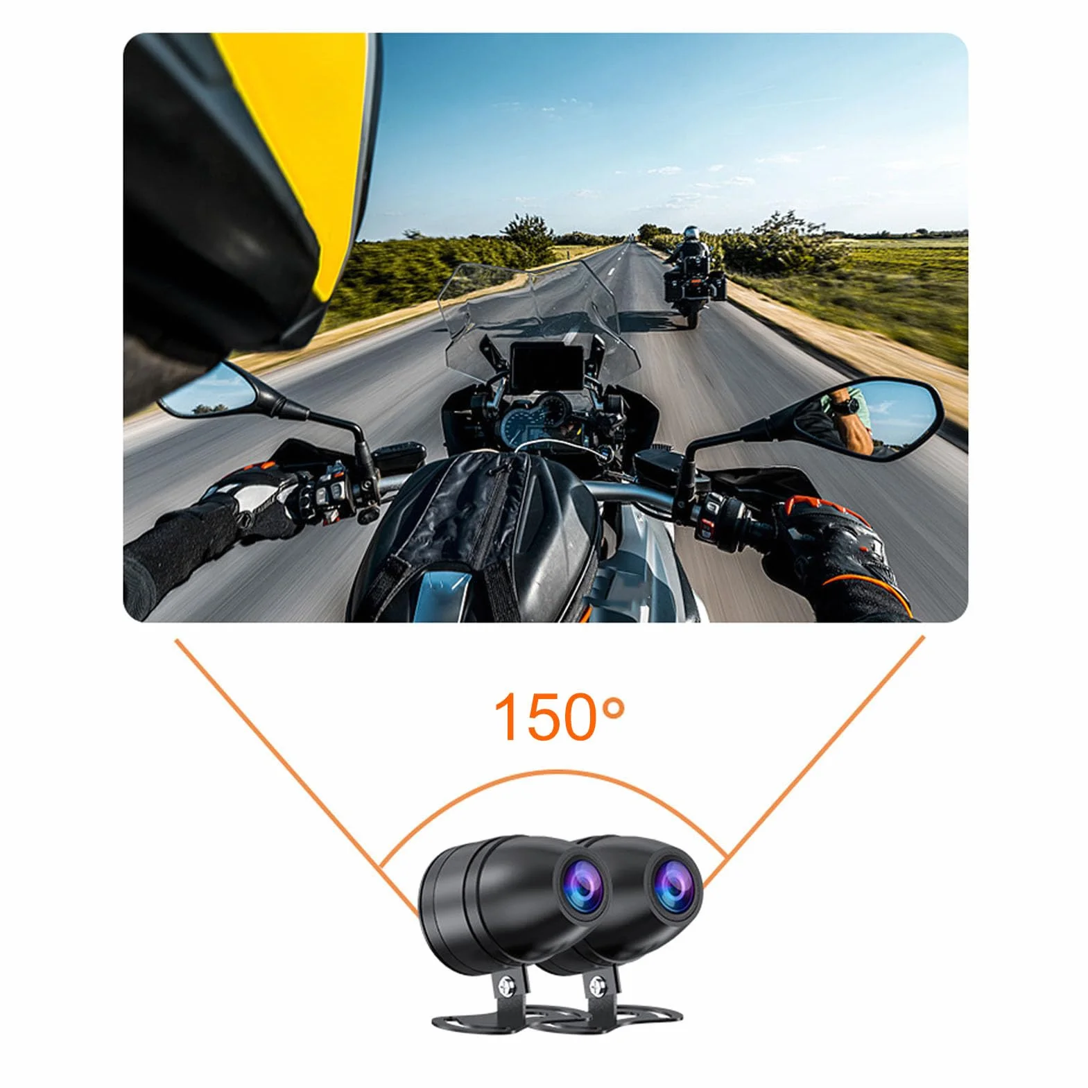 Podwójna Kamera Samochodowa Motocykla, Podwójna Kamera Samochodowa 1080P Szerokokątny Podwójny Rejestrator Jazdy w Nocy dla Skuterów śnieżnych ATV UTV