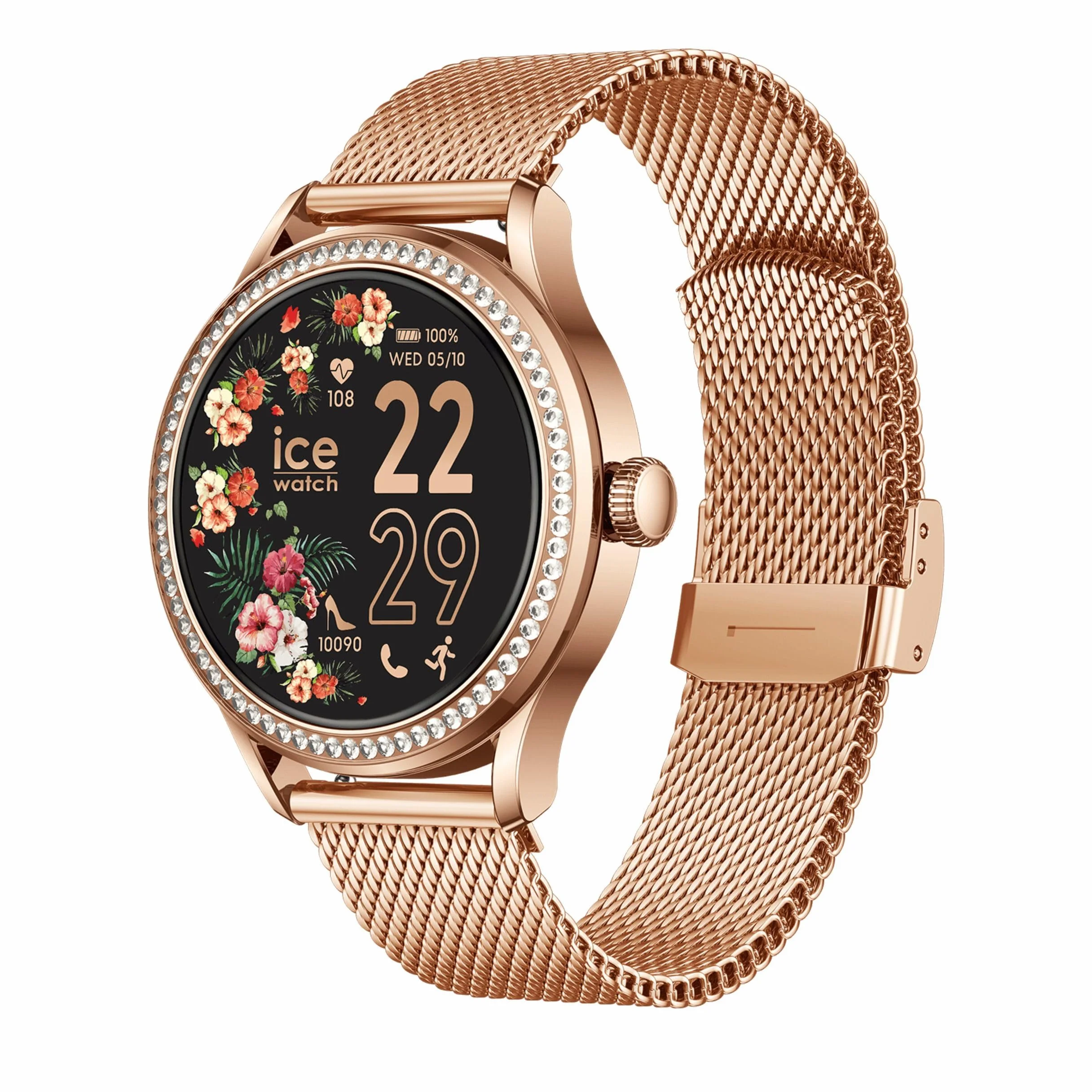 Ice-Watch – ICE smart ST 2.0 Rose-gold Milanese - Różowozłoty zegarek smartwatch dla kobiet z bransoletą ze stali nierdzewnej - 025317 (1,2 cala)