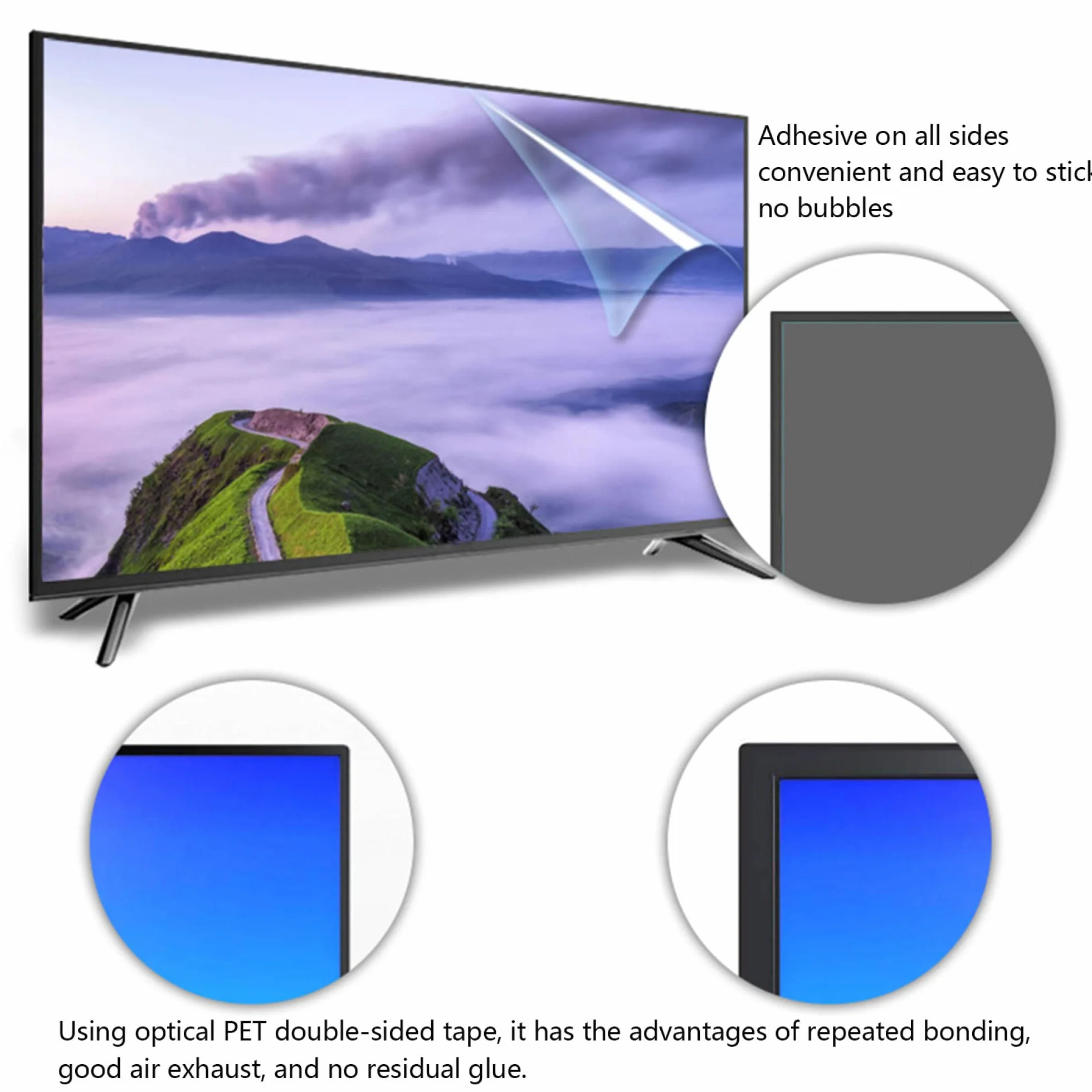 Osłona ekranu Smart TV, Folia ochronna na ekran telewizora 43-75 cali Filtr(52in1161x661mm)