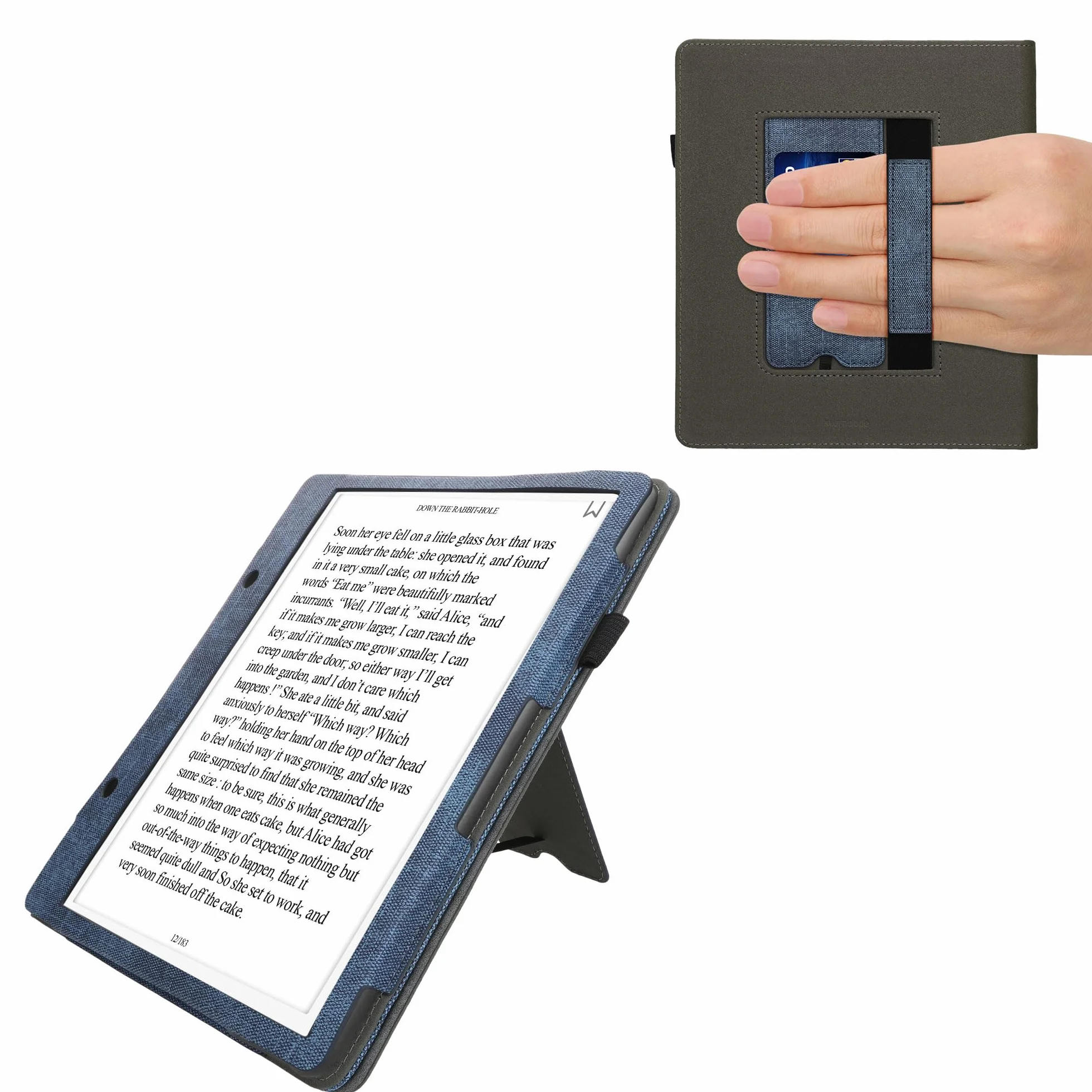 kwmobile Pokrowiec kompatybilny z Amazon Kindle Scribe (2024) pokrowiec - etui ze sztucznej skóry/zamszu ze stojakiem - ciemnoniebieski/ciemnoszary