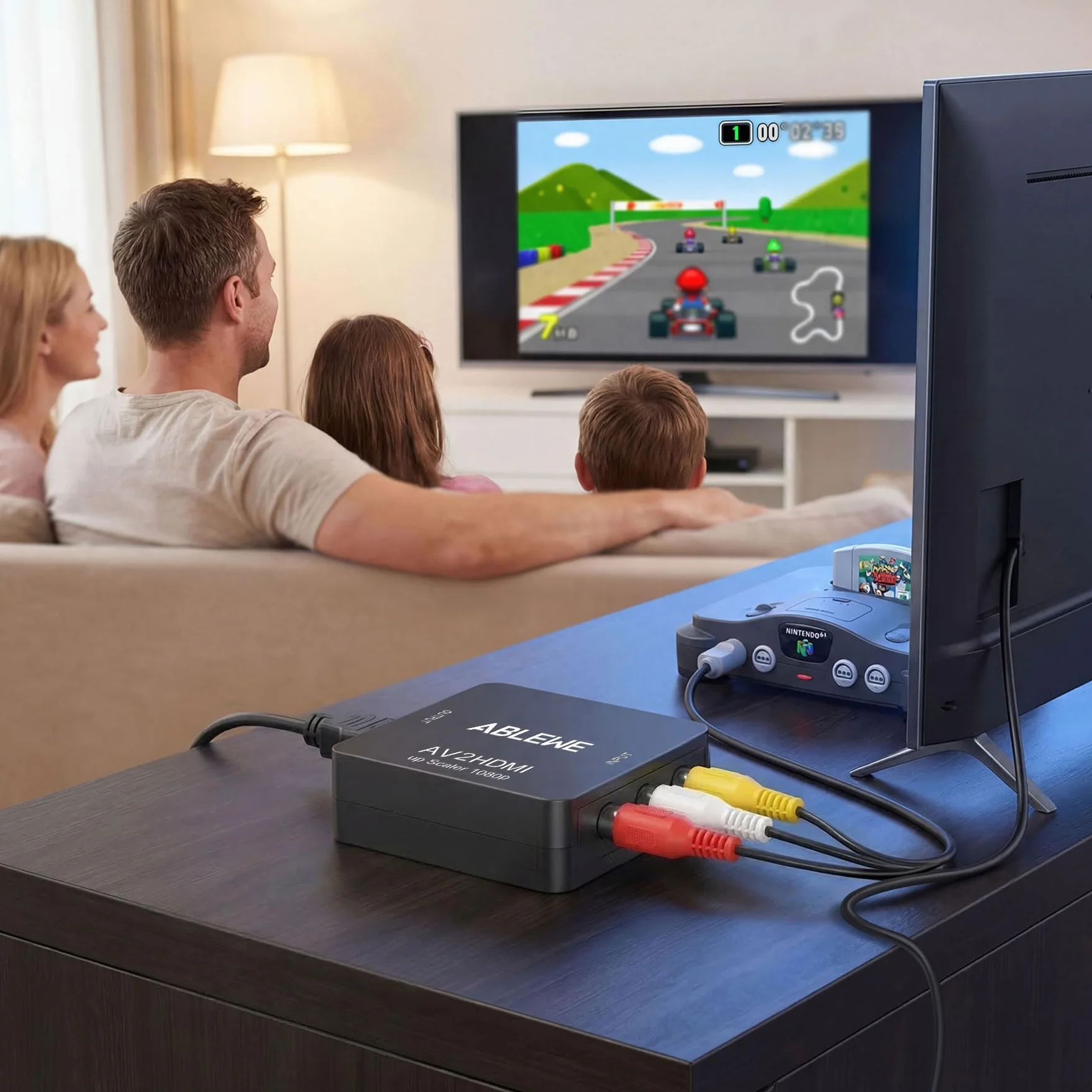 ABLEWE Adapter RCA na HDMI 1080P Mini RCA Composite CVBS Video Audio Converter obsługujący PAL/NTSC