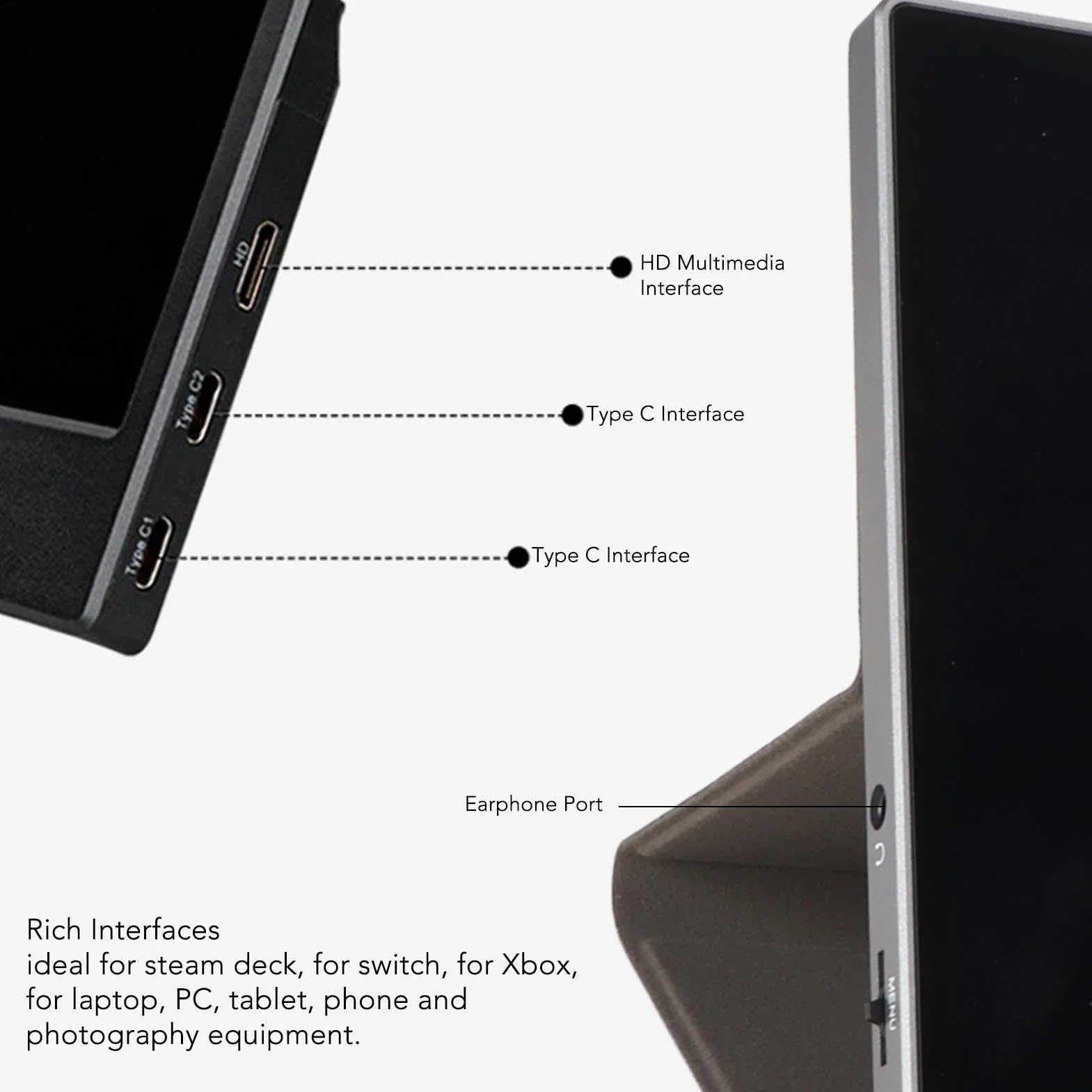 Przenośny Monitor 10,5 Cala, Zewnętrzny Monitor 1080P USB CMonitor do Gier z Ekranem Dotykowym IPS z Etui Ochronnym do Laptopa, Komputera PC, Telefonu, Konsoli PS i Konsoli