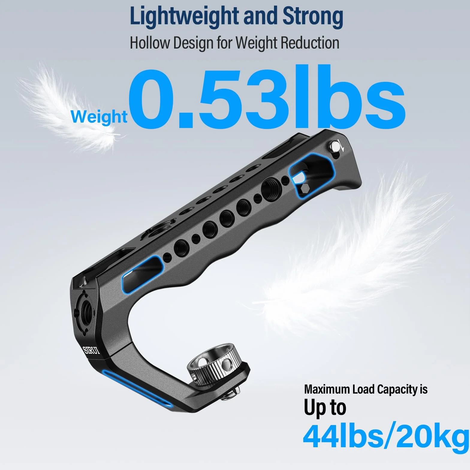 SIRUI 2 w 1 Top Handle do ARRI lub NATO Mount, w pełni aluminiowy uchwyt klatki na kamerę z Cold Shoe z trzpieniem zabezpieczającym, kilka otworów gwintowanych, AM-MTHA