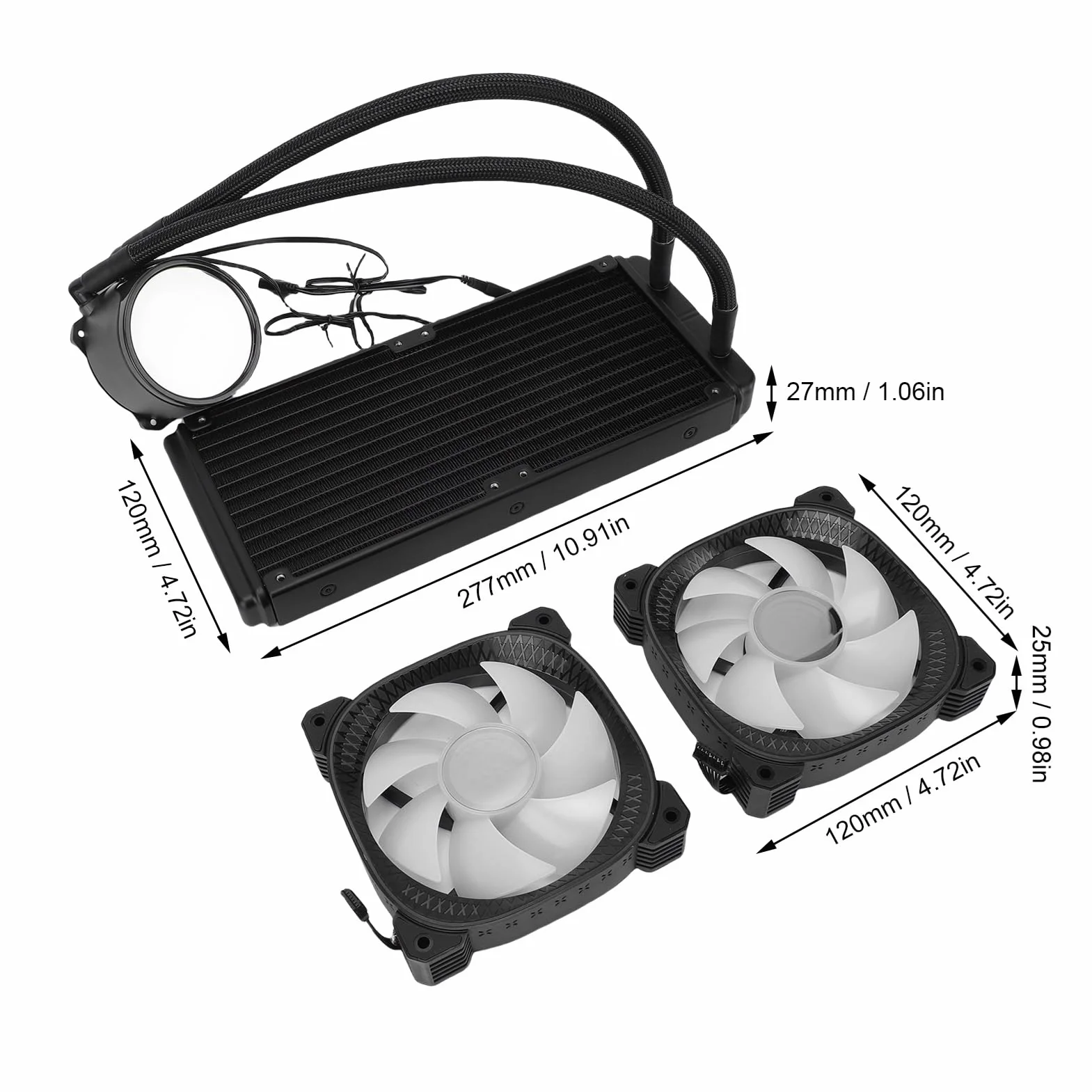 Aramox Płynna Chłodnica Procesora ARGB z 2,2-calowym Ekranem LCD Chłodnica Procesora AIO 240 Mm Wentylatory PWM Miedziana Podstawa do Budowy Komputera PC AM5 AM4 LGA1700 (BLACK)