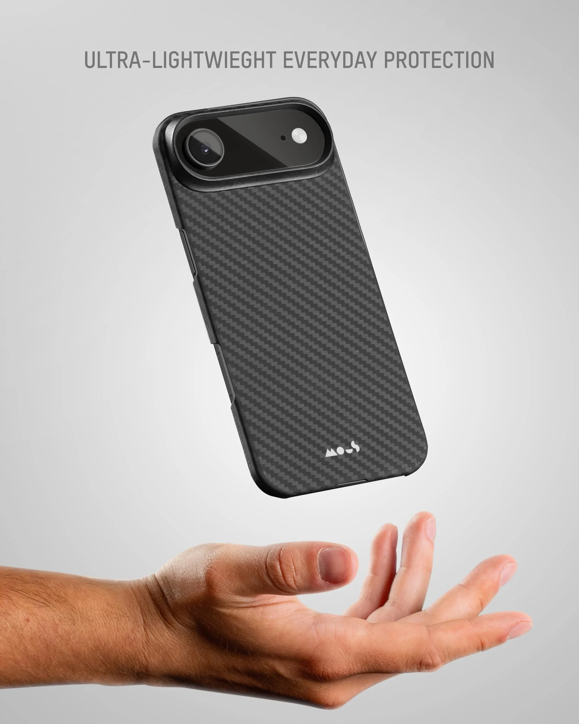 Mous Slim etui na iPhone Air 6,5", kompatybilne z MagSafe – Super Thin – Magnetyczne etui na iPhone 17 Air z włókna węglowego, kolor czarny