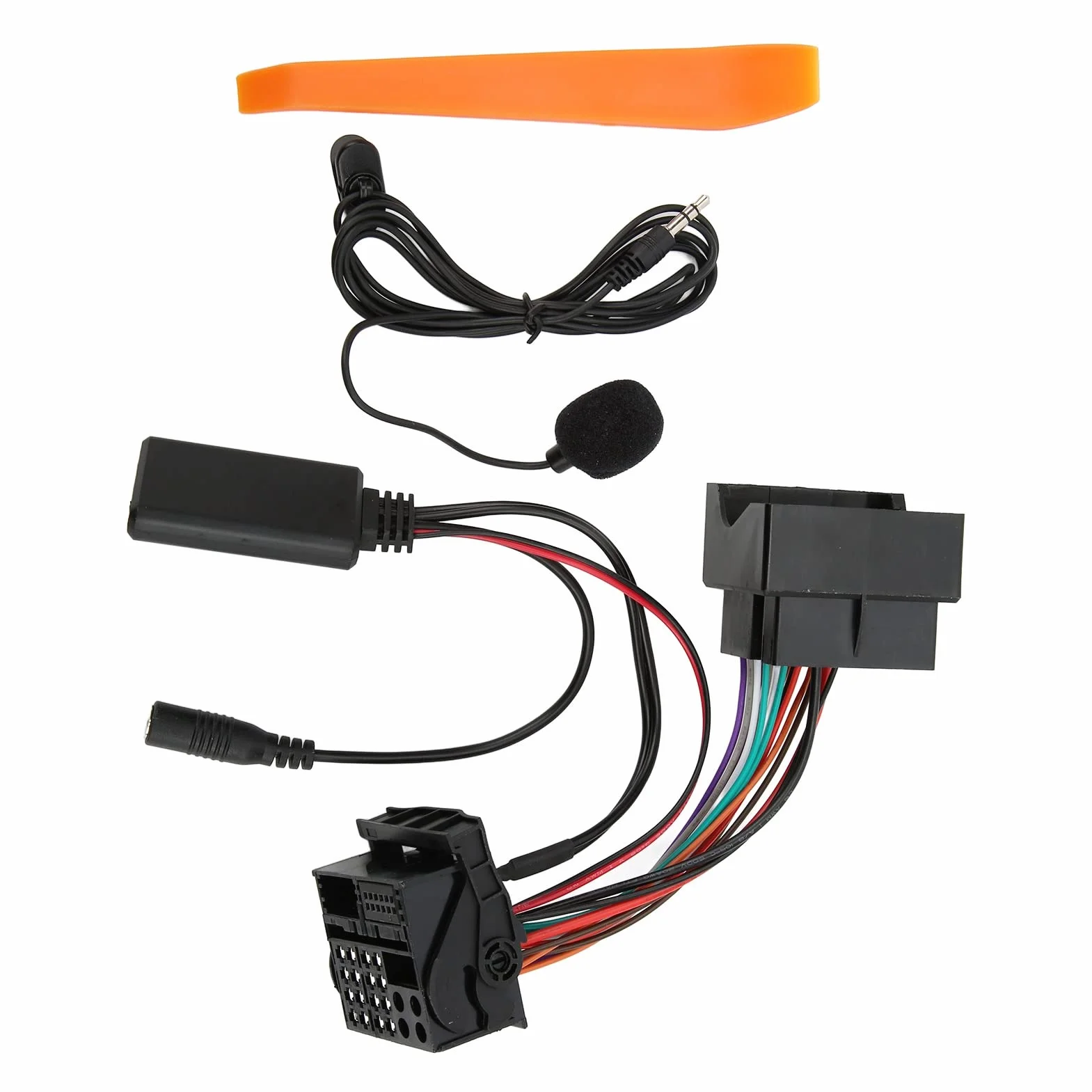 Bezprzewodowy adapter kablowy Bluetooth 5.0 z zestawem mikrofonowym, zestaw głośnomówiący, adapter audio i muzyka, kabel AUX in z 12-biegunowym mikrofonem do CD30, Mp3, CDC40,
