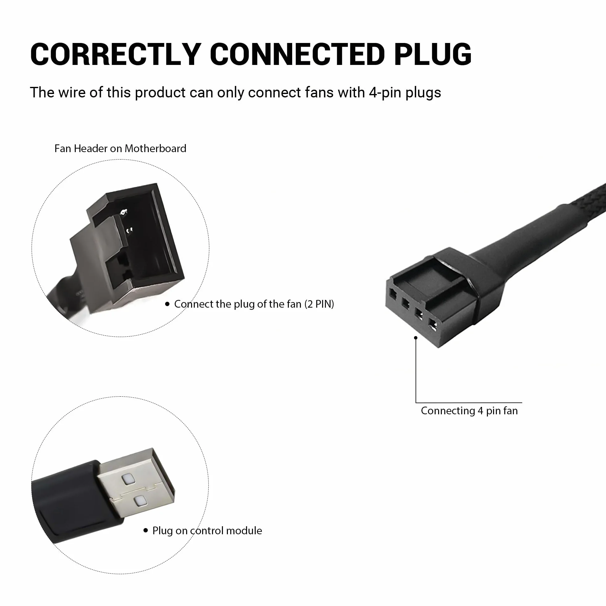 Regulator prędkości wentylatora USB, 3-pak kontroler wentylatora USB, bezstopniowa prędkość, regulator głośności powietrza z przełącznikiem, U-SB na 4-pinowy kabel adaptera procesora F-an (3