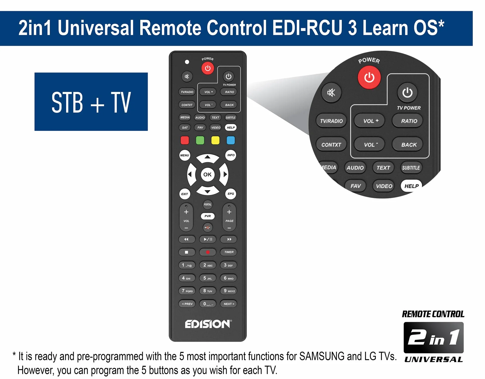 EDISION OS NINO+ Full HD Linux E2 odbiornik satelitarny H.265/HEVC (1x DVB-S2, 2X USB, HDMI, LAN, Linux, czytnik kart, 1080p) [wstępnie zaprogramowany dla Astra], 01-08-0016
