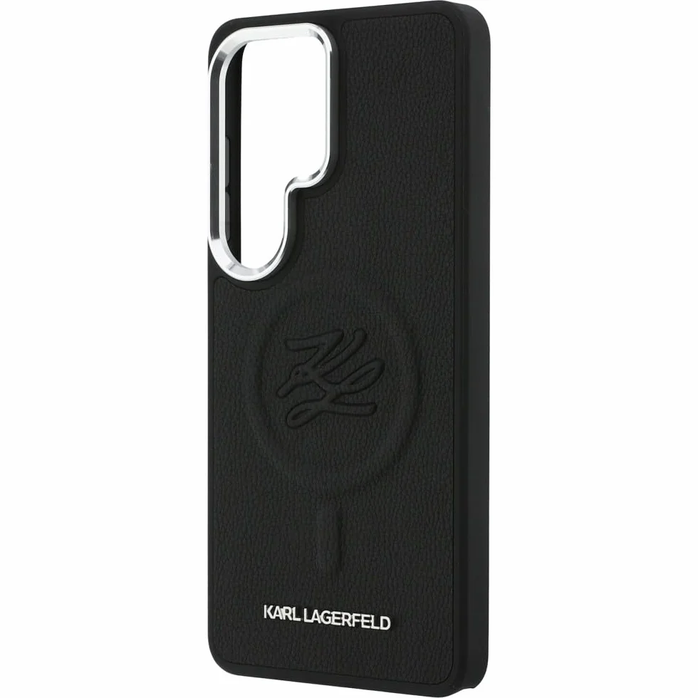 CG MOBILE Karl Lagerfeld wytłoczone inicjały pierścieniowe kompatybilne z MagSafe etui do Samsung Galaxy S26 Ultra (czarne)