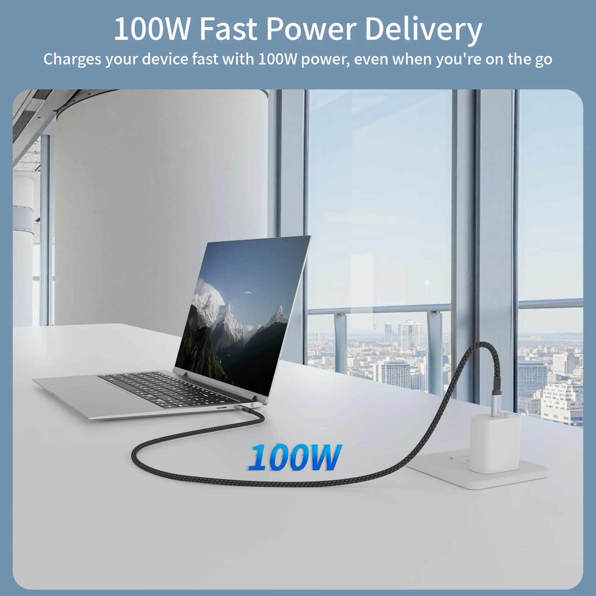 kabel USB c długi 5m Kompatybilny z Thunderbolt 4/3 Transmisja danych 20 Gbps USBC 3.2, szybkie ładowanie 100 W, 4K@120Hz/ 60Hz, 8K@30Hz USB C kabel wideo do monitora, Dell XPS, VR