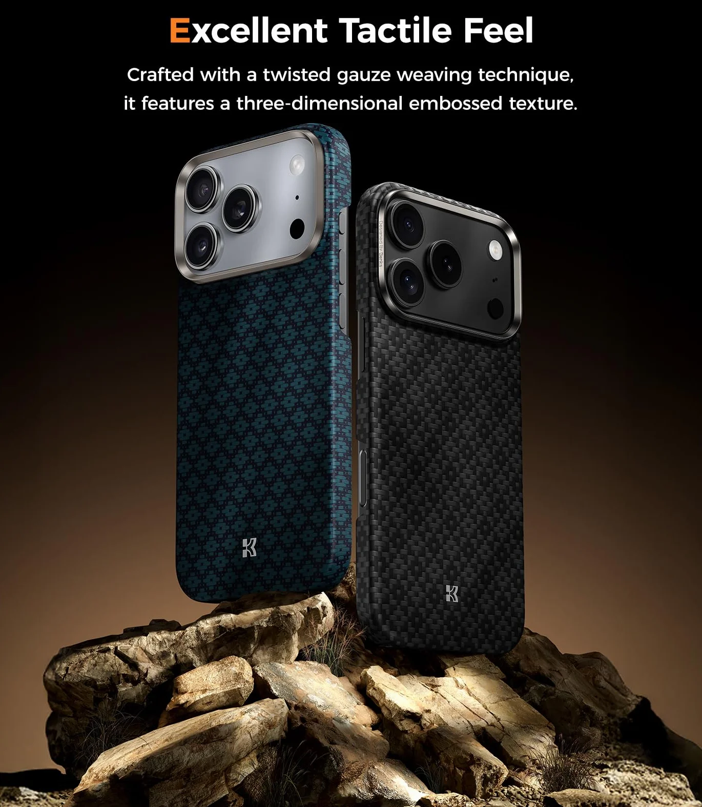 BENKS Ultra cienkie etui do iPhone 17 Pro, wykonane z włókien aramidowych Dupont Kevlar, etui na telefon komórkowy iPhone 17 Pro, odporne na uderzenia, odporne na zarysowania, smukłe etui na telefon