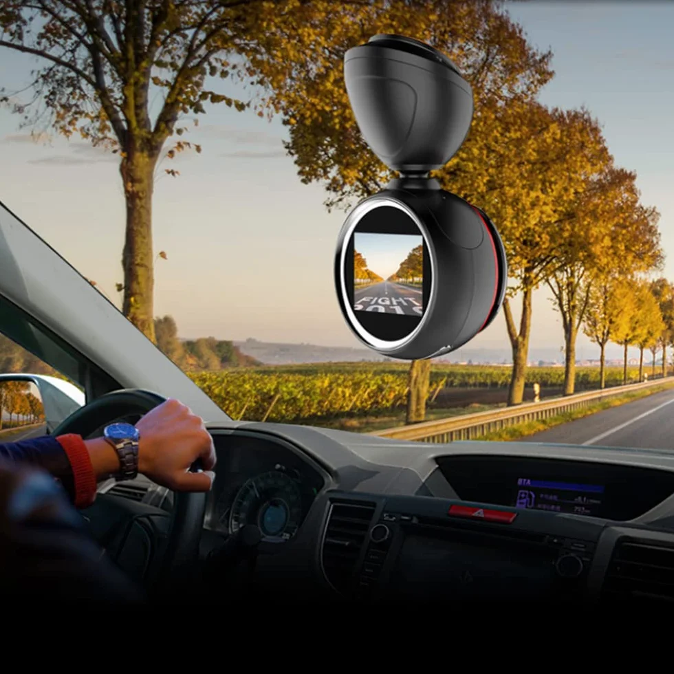 Baceyong 1 szt. Wifi rejestrator jazdy podłączony do telefonu komórkowego, 24-godzinny rejestrator wideo do monitoringu parkingu, rejestrator wideo z przodu i tyłu, lusterko wsteczne 1080P, obrót o