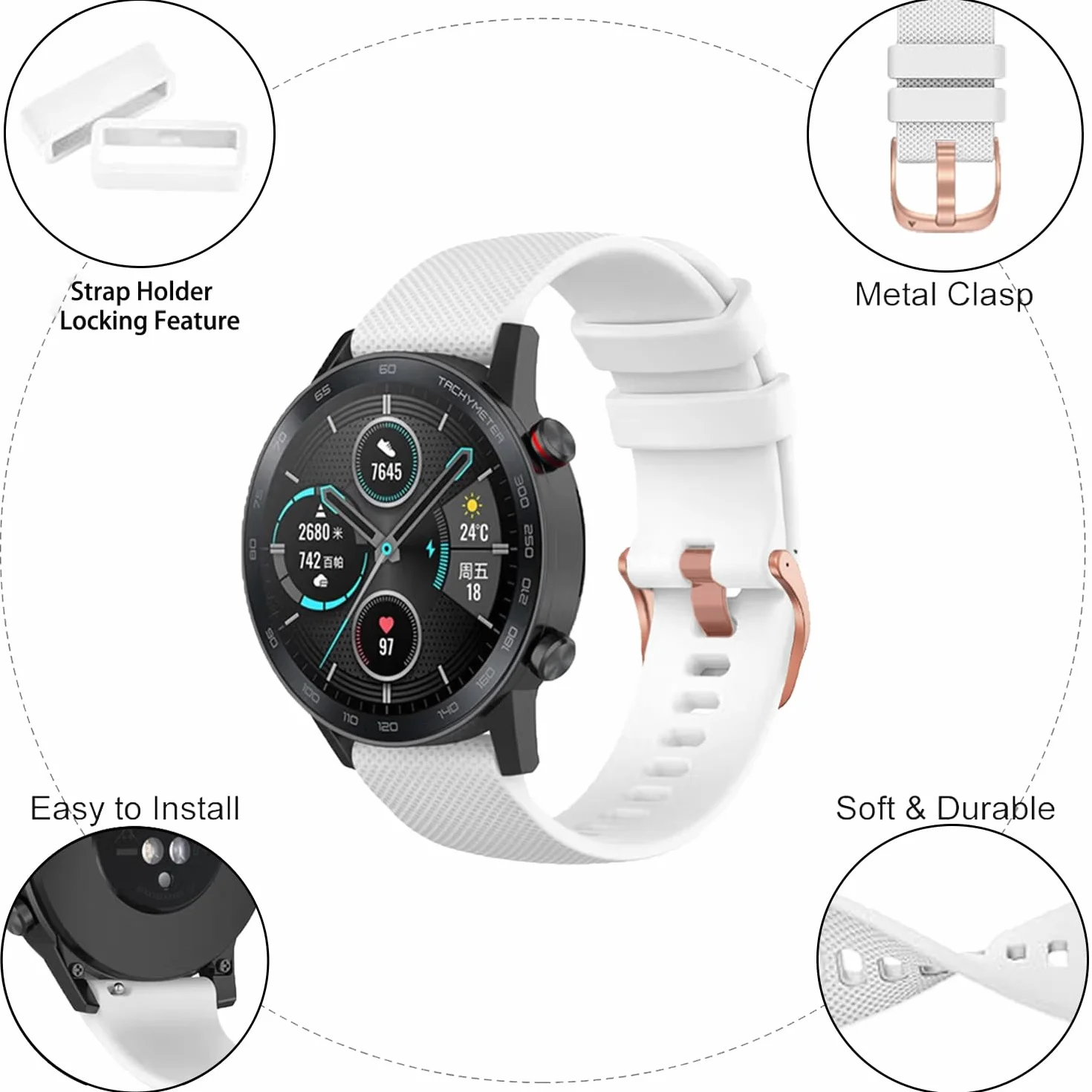 Silikonowy pasek zegarka sportowego 18mm 19mm 20mm 22mm Garmin Galaxy Amazfit Huawei