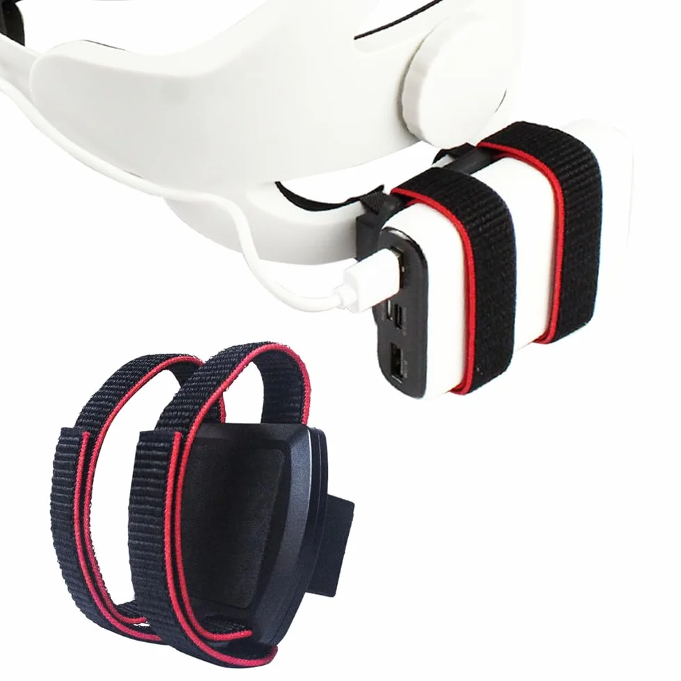 Pasek akumulatorowy VR do Meta Quest 3, zewnętrzny mobilny pasek mocujący do Meta Quest 3, kabel do ładowania zestawu słuchawkowego VR i power bank, zestaw klipsów mocujących, uchwyt, akcesoria do
