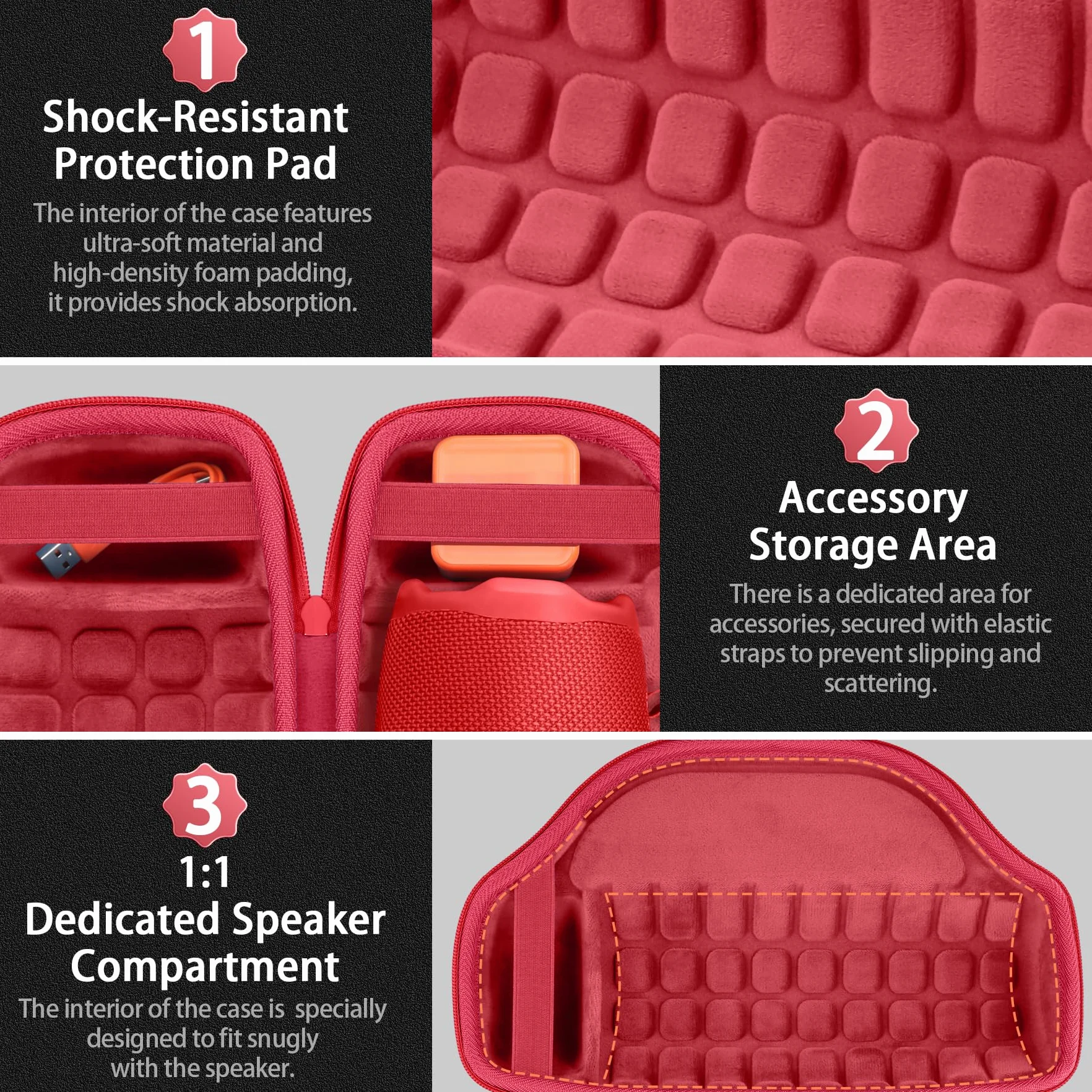 co2CREA Storage Carry Travel Twardy futerał do JBL Charge 6 Przenośny głośnik Bluetooth, tylko etui