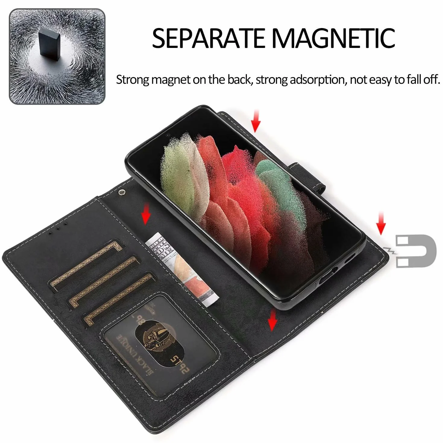 Etui z klapką do Samsung Galaxy S23 Ultra/S23 Plus/S23, retro matowe 2 w 1, magnetyczne odpinane skórzane etui na telefon z przegródką na karty, niebieskie 2, S23 6,1"