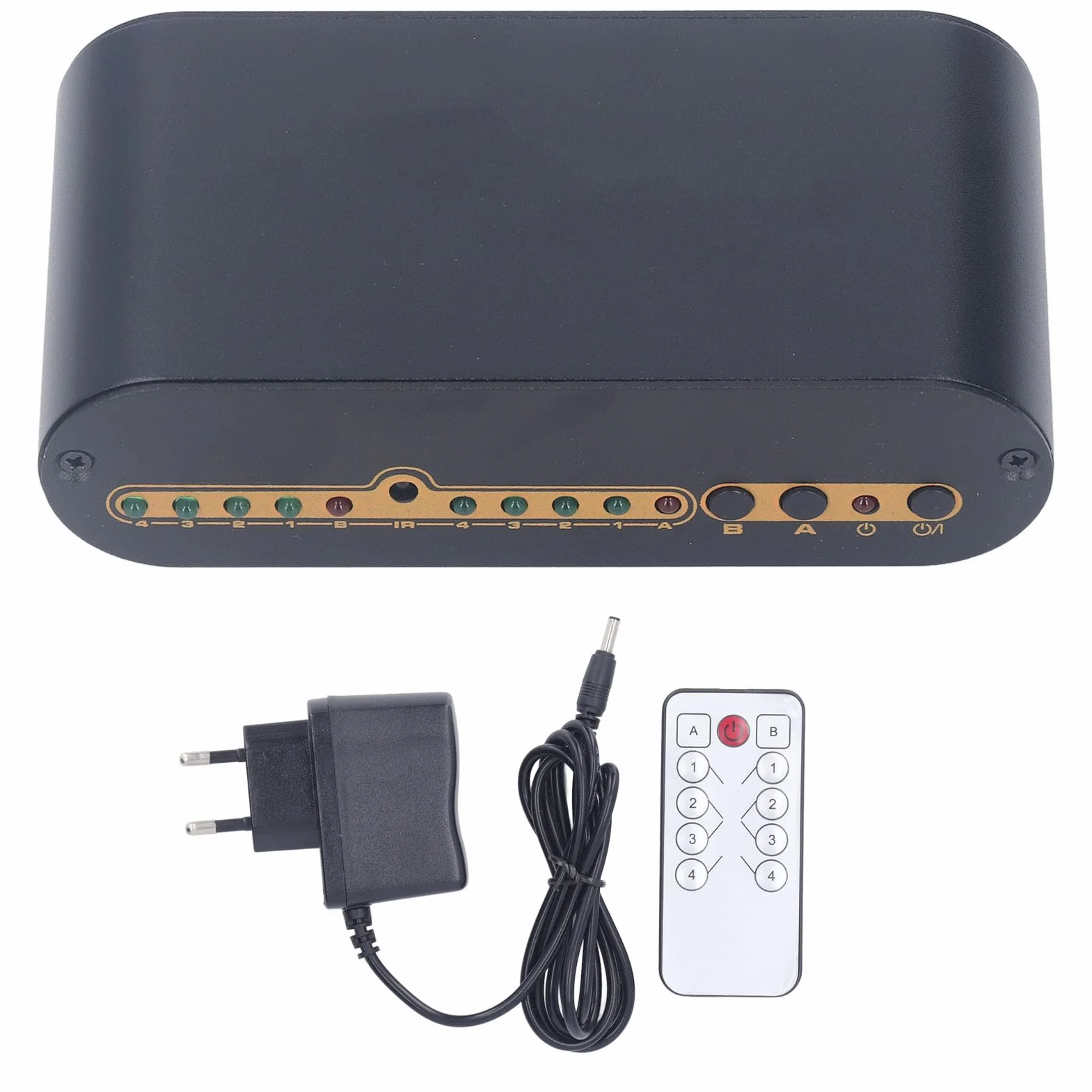 Cyfrowy Optyczny Dźwięku 4x2 SPDIF, 4 Wejścia 2 Wyjścia Rozdzielacz Dźwięku SPDIF z Pilotem na podczerwień, Obsługa DTS HD, Dolby TrueHD, LPCM2.0 (wtyczka UE)
