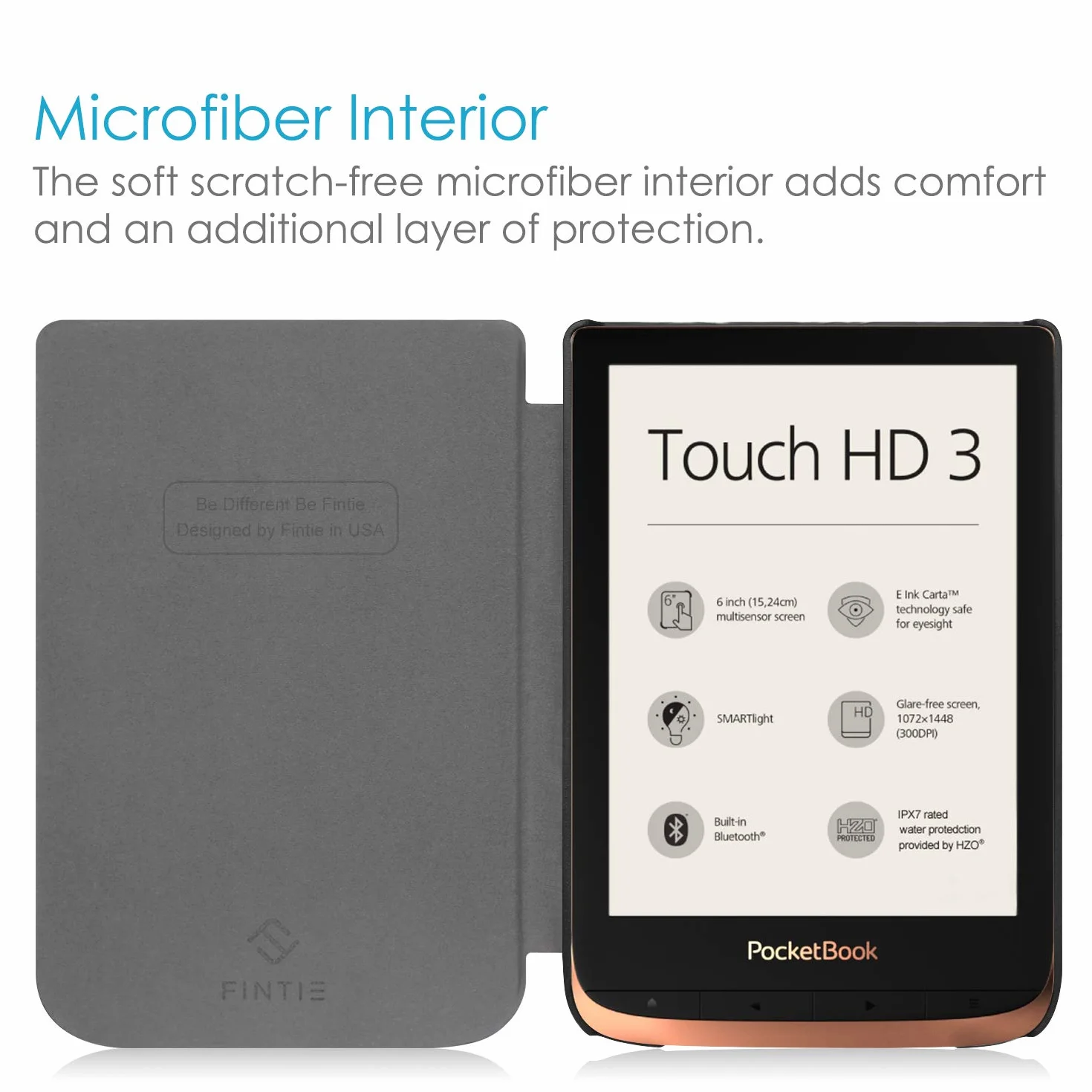 Fintie Etui Slimshell do Pocketbook Touch HD 3 / Touch Lux 4 / Basic Lux 2 E-Reader - Wysokiej jakości lekkie etui ze skóry PU z funkcją automatycznego uśpienia/uśpienia, czarne