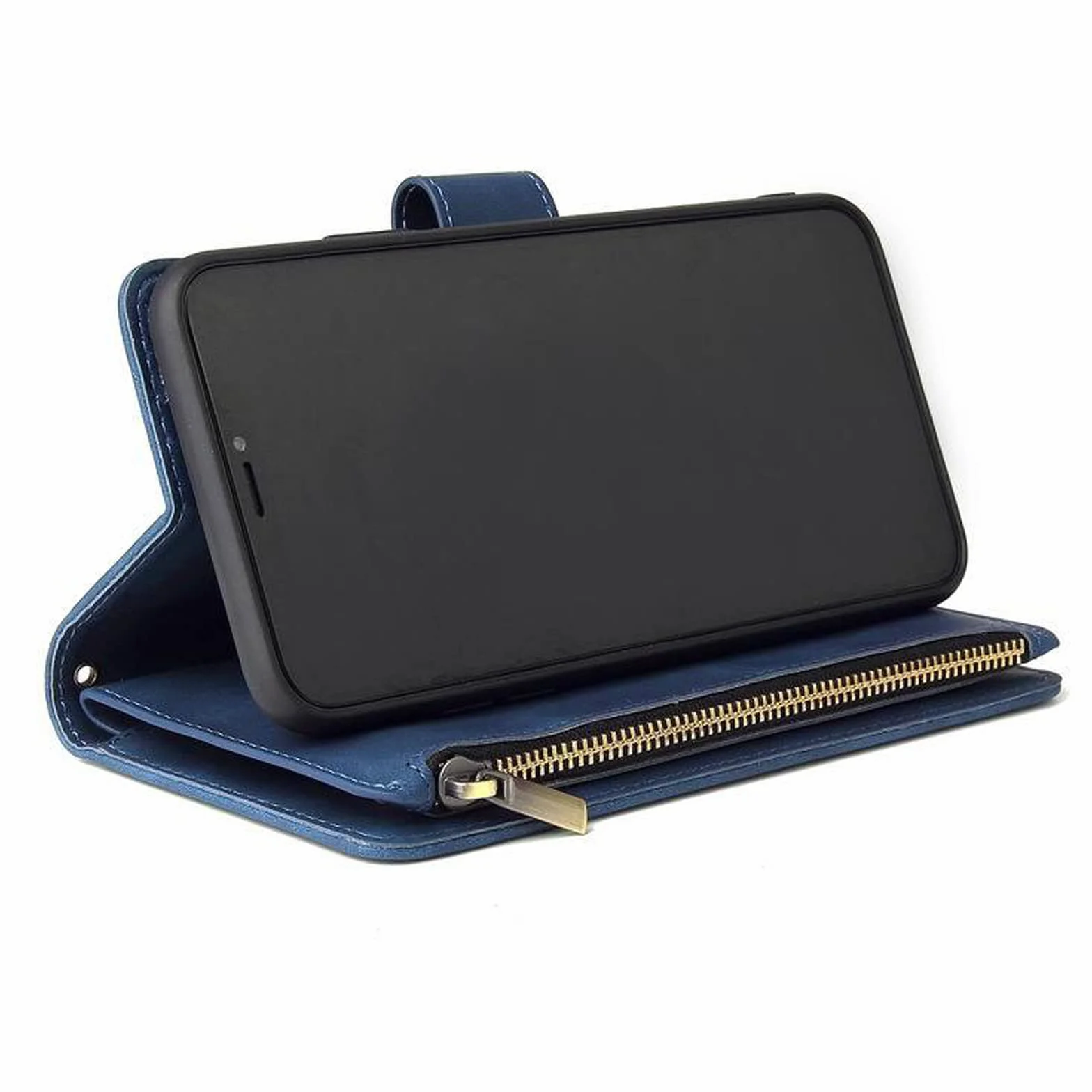 LTL Etui na telefon do iPhone 13 Mini/13/13 Pro/13 Pro Max, wysokiej jakości skórzane etui z klapką z przegródkami na karty etui na telefon magnetyczne zamknięcie, niebieskie, 13 Pro Max 6,7"