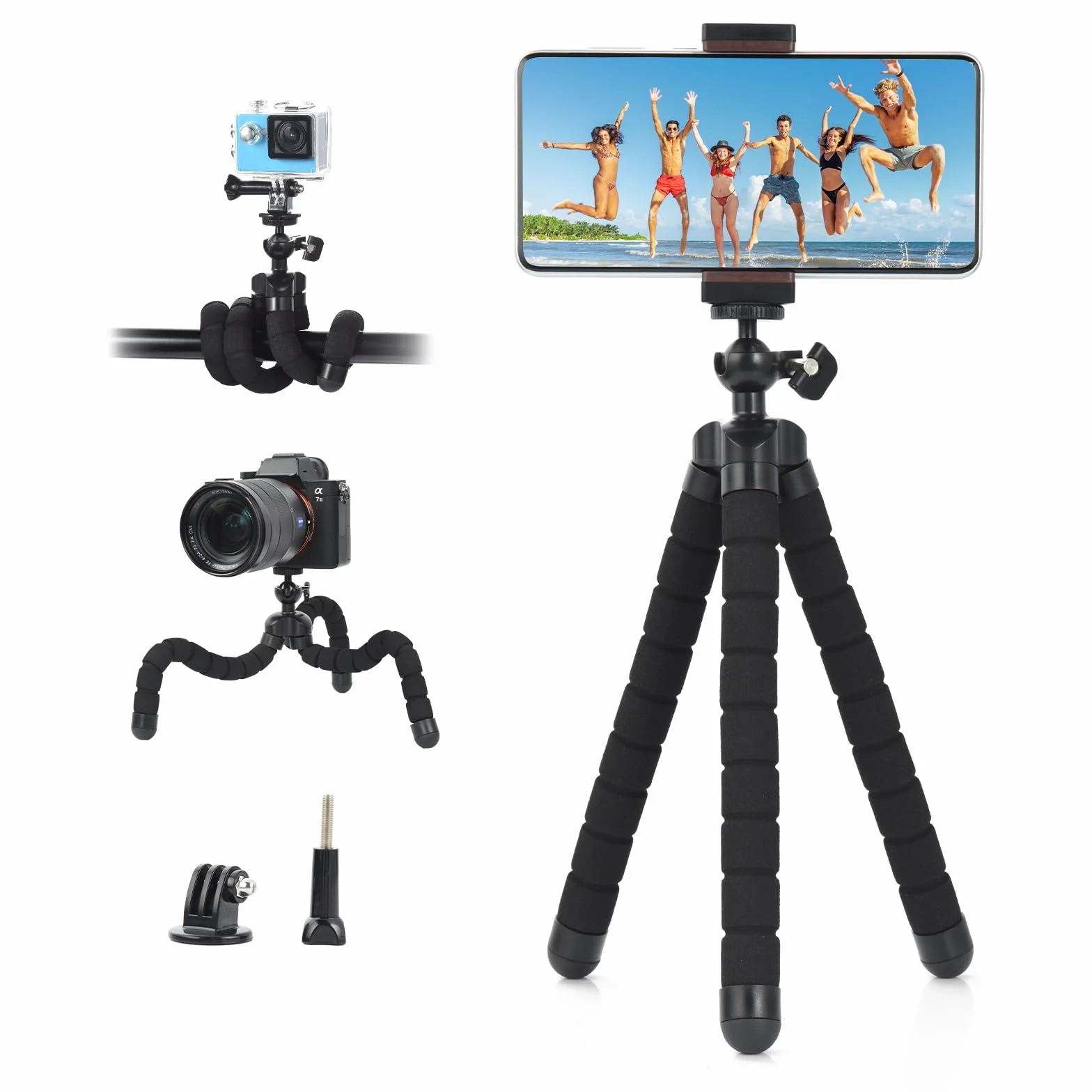 UTEBIT Elastyczny statyw do telefonu komórkowego, uchwyt do smartfona, obracany o 360°, uchwyt na statyw do selfie, kompatybilny z iPhone, Galaxy, idealny do selfie, vlogowania