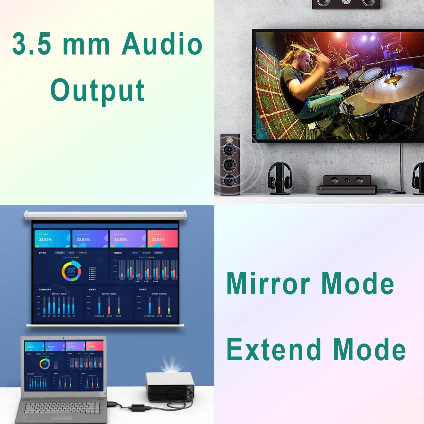 Adapter VGA na HDMI, 1080P HD Konwerter VGA męski na HDMI żeński kabel do ładowania z kablem audio 3,5 mm i kablem USB do komputera i laptopa na HDTV
