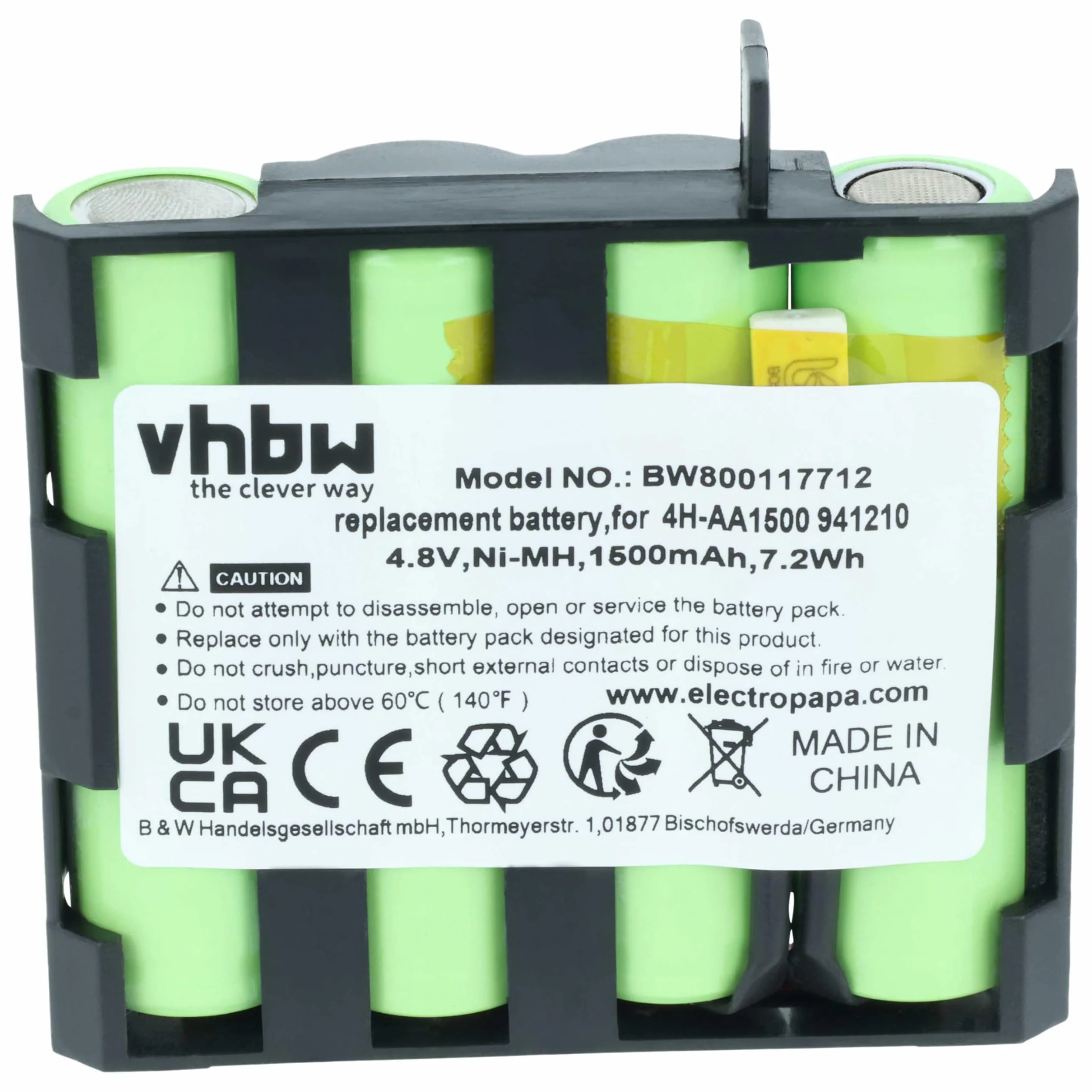 vhbw Akumulator kompatybilny ze stymulatorem mięśni Compex - zastępuje Compex 4H-AA1500, 941210, 941213 - (NiMH, 1500 mAh, 4,8 V) - akumulator, akumulator zastępczy