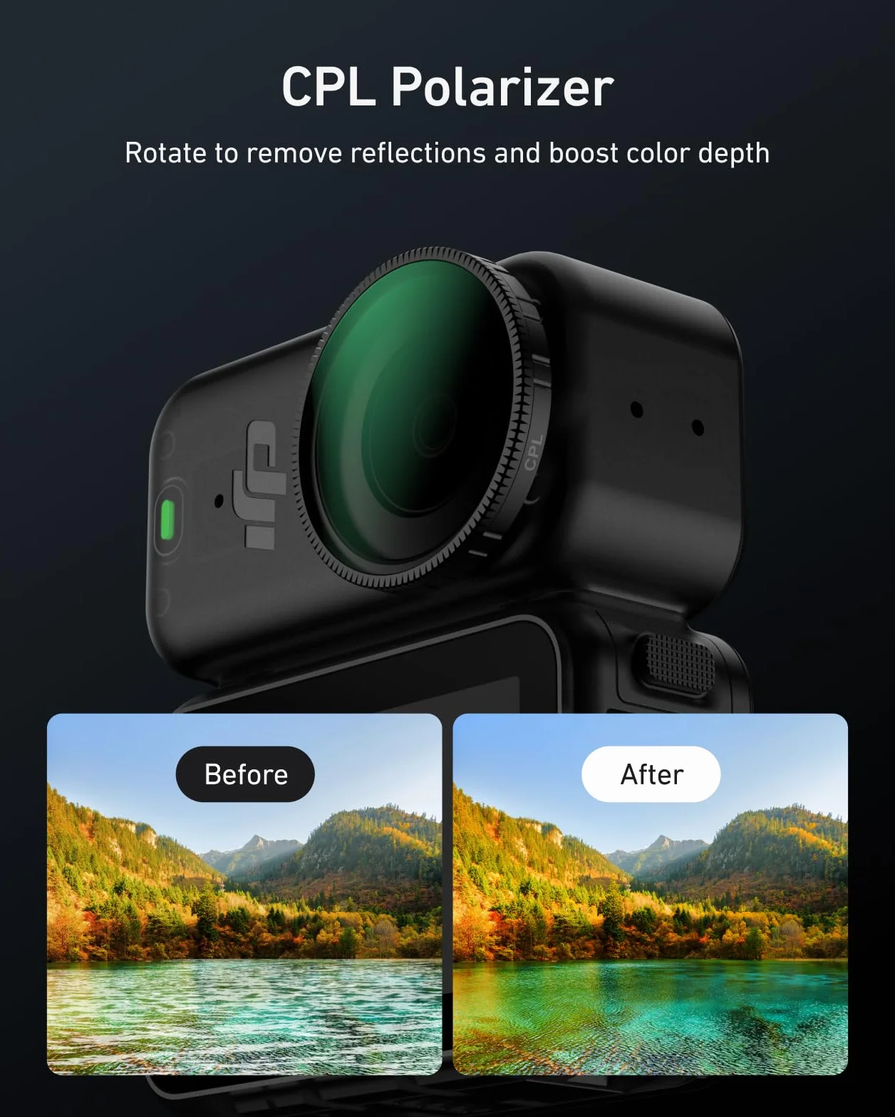 TELESIN Zestaw filtrów CPL ND do DJI Osmo Nano, filtr CPL ND8 ND16 ND32 + szkło ochronne Folie ochronna wyświetlacza, filtr neutralno-cieniujący i polaryzacyjny, szkło optyczne HD, akcesoria do kamery