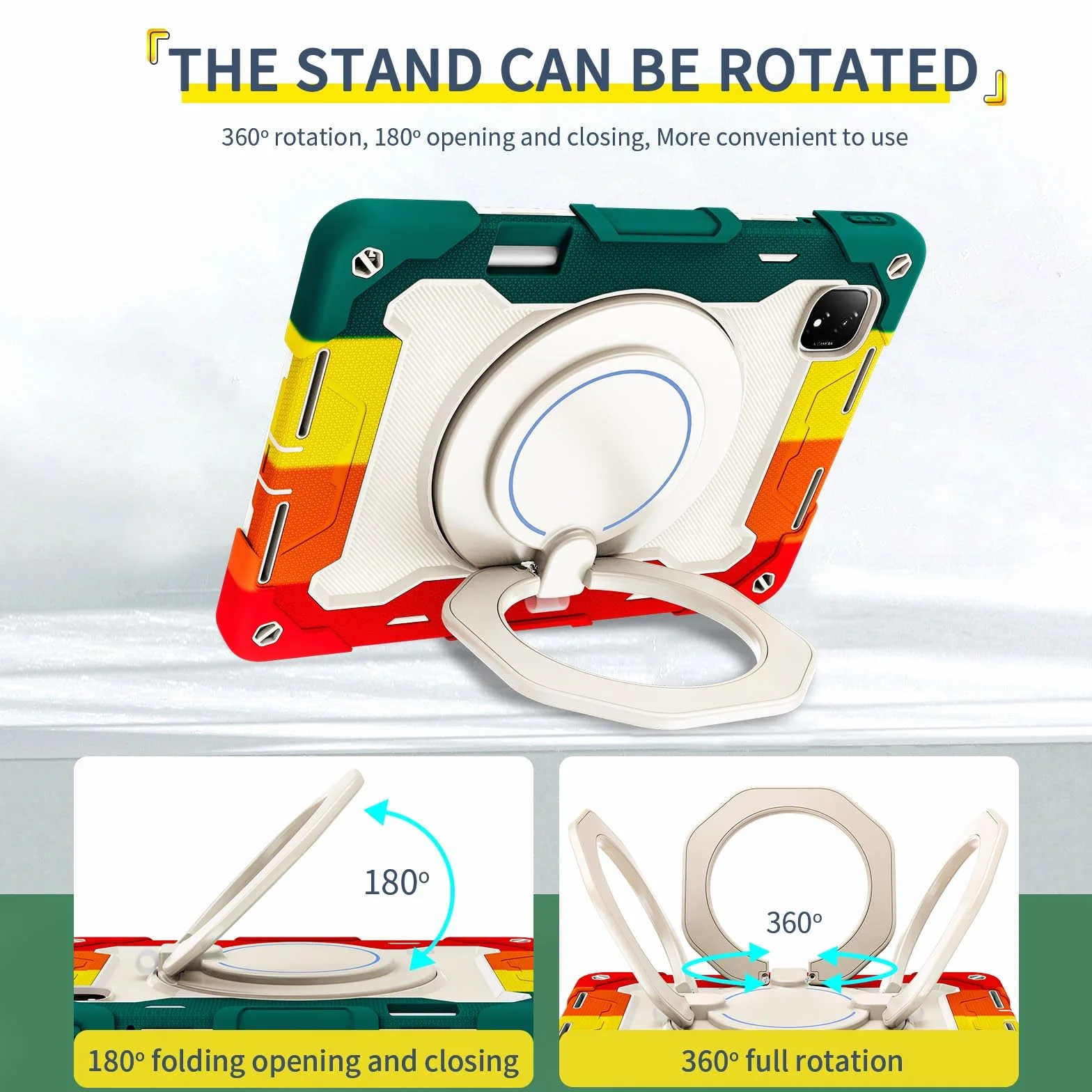 Etui dziecięce do Honor Pad GT Pro 31.2 cm / MagicPad 2 31.2 cm, wytrzymałe, odporne na wstrząsy etui z tworzywa TPU, podpórka, wytrzymały pokrowiec ochronny z paskiem na ramię (czerwony)