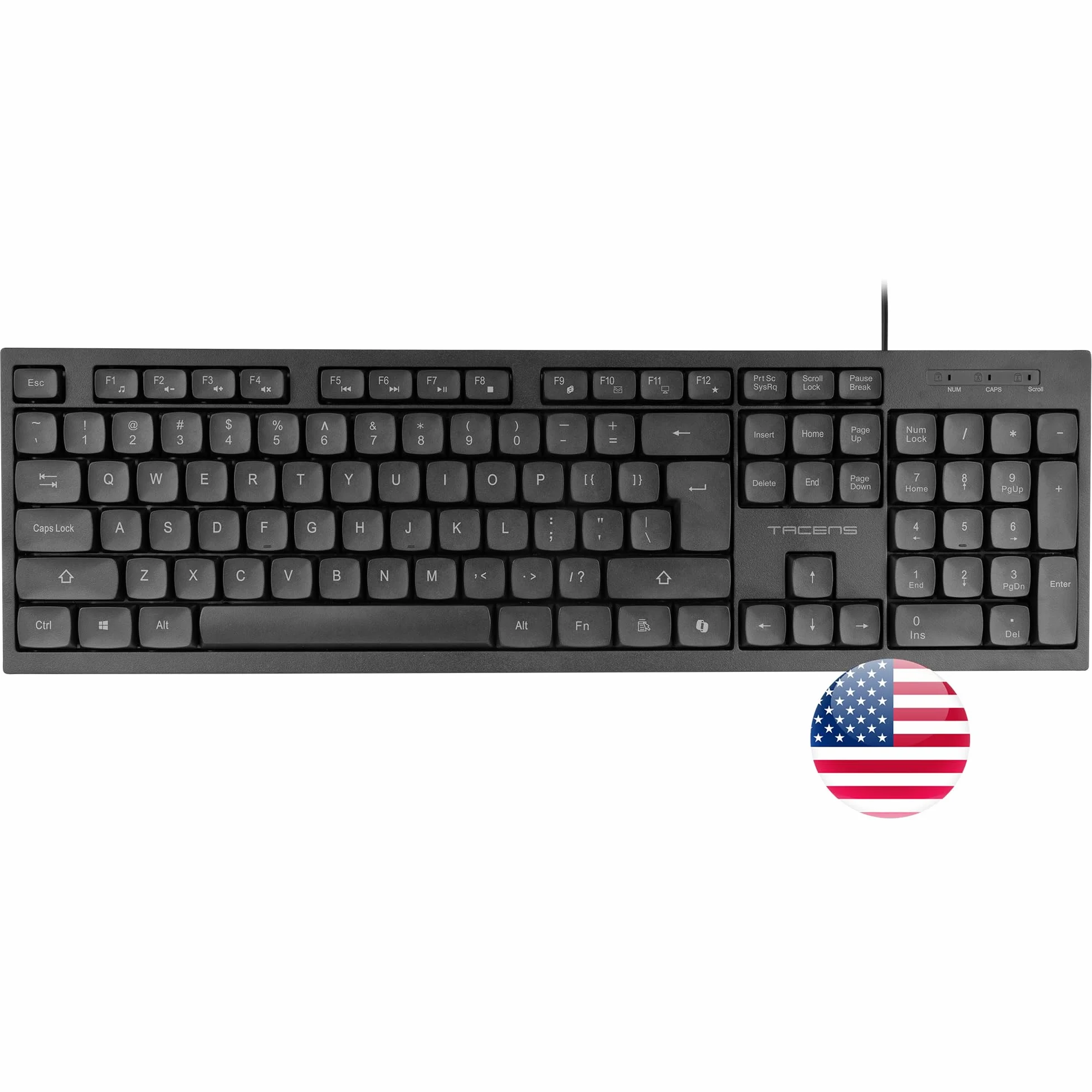 Tacens Anima AK02, Pełna Klawiatura PC, Kompaktowy Format, Ciche Klawisze o Niskim Profilu, SmartKey Copilot AI, Windows|Linux|Mac |PS4|PS5|XBOX ONE|XBOX SERIES X-S|Switch|Switch 2, Angielski US