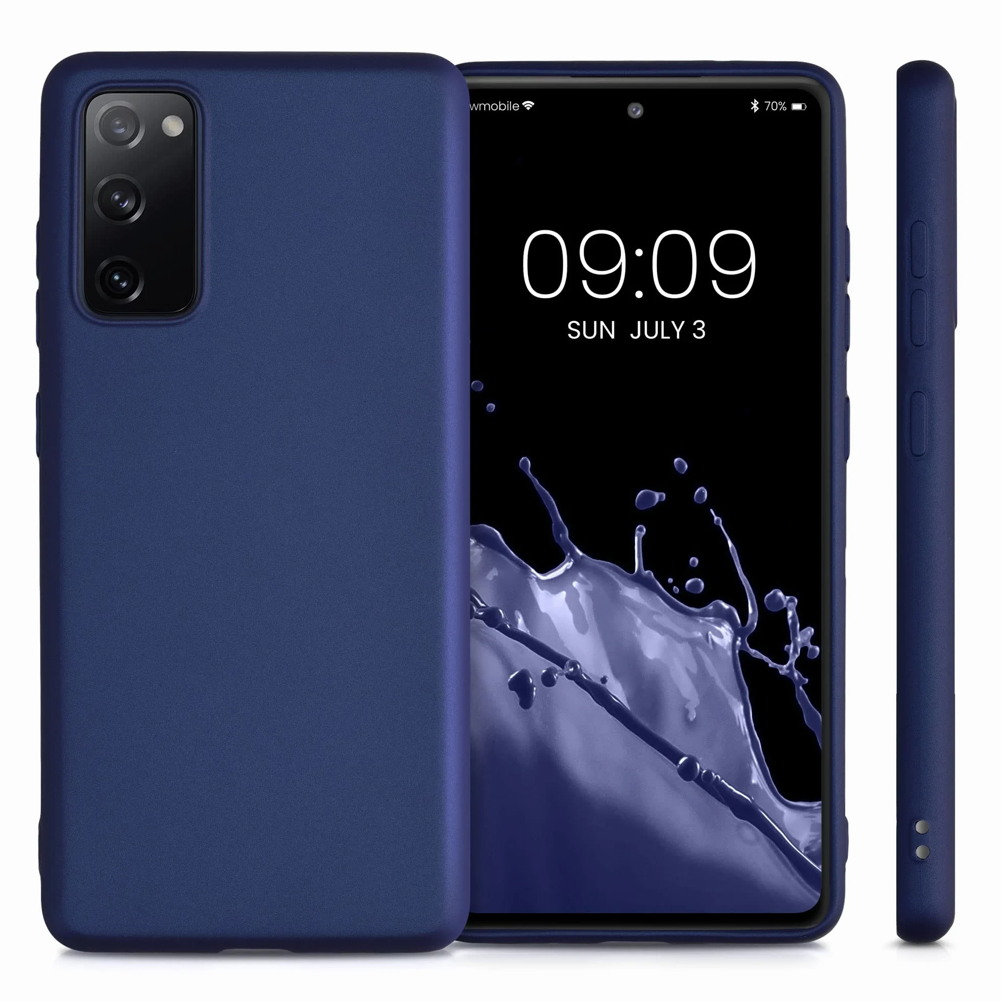 kwmobile Etui Samsung Galaxy S20 FE TPU Silikon Odporny Wstrząsy Ładowanie Bezprzewodowe Niebieski Metaliczny