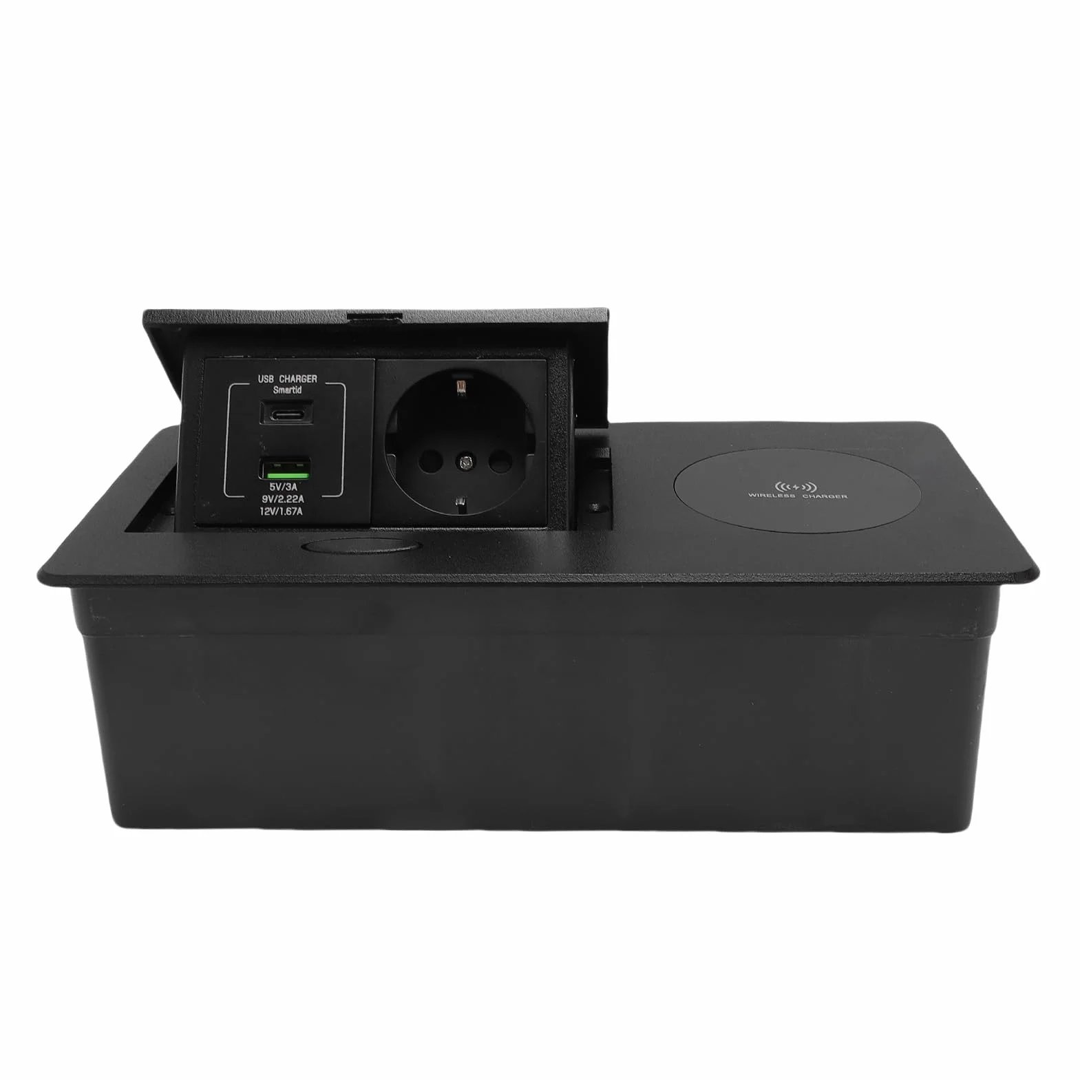 Wyskakujące Gniazdko Elektryczne 16A 4000W Gniazdo z 20W Portami USB A C Bezprzewodowa ładowarka 15W do Handlowego Home Office