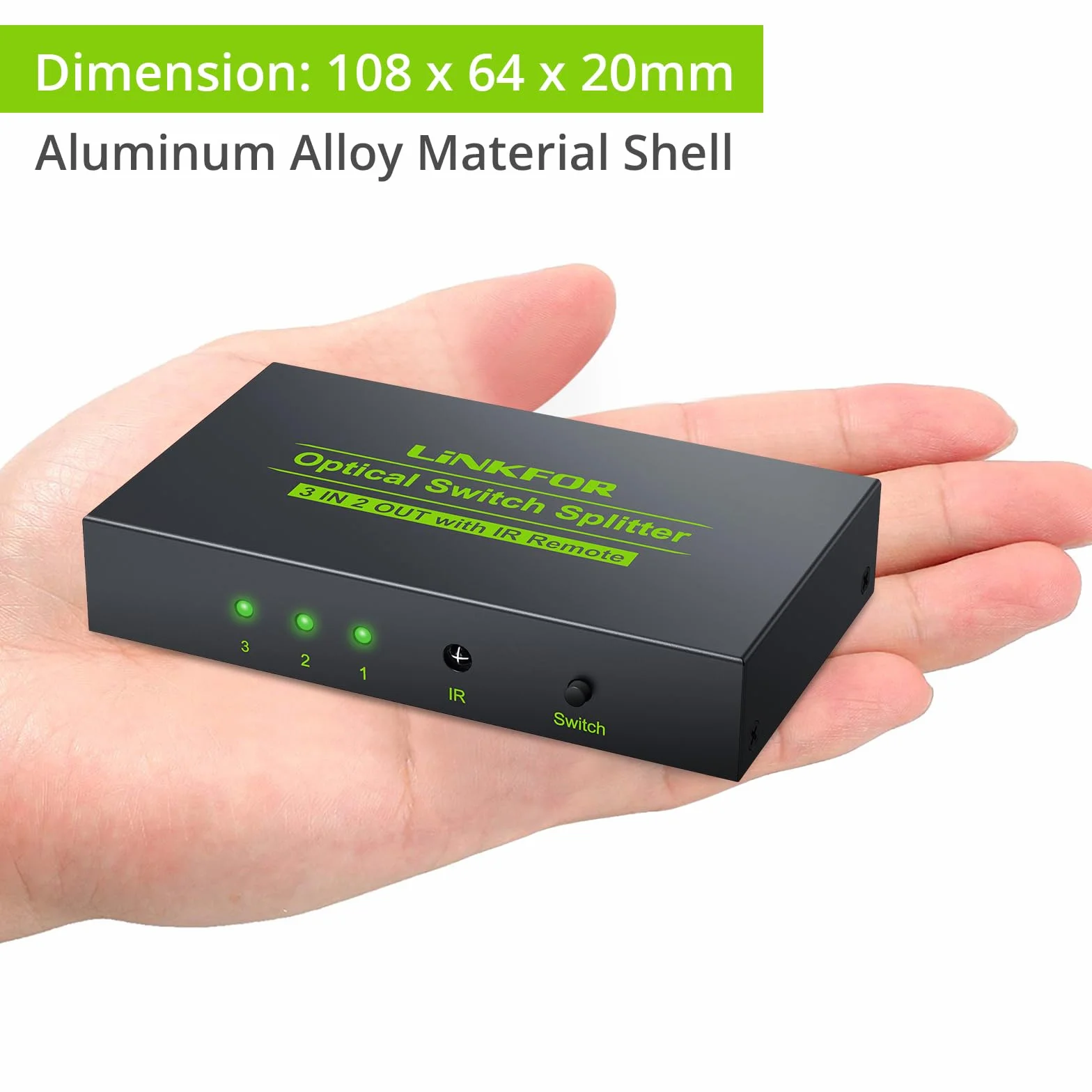 Optyczny przełącznik audio, LiNKFOR 3x2 Toslink SPDIF cyfrowy światłowodowy przełącznik audio z pilotem zdalnego sterowania przełącznik audio LPCM2.0 DTS Dolby-AC3 z kablem optycznym