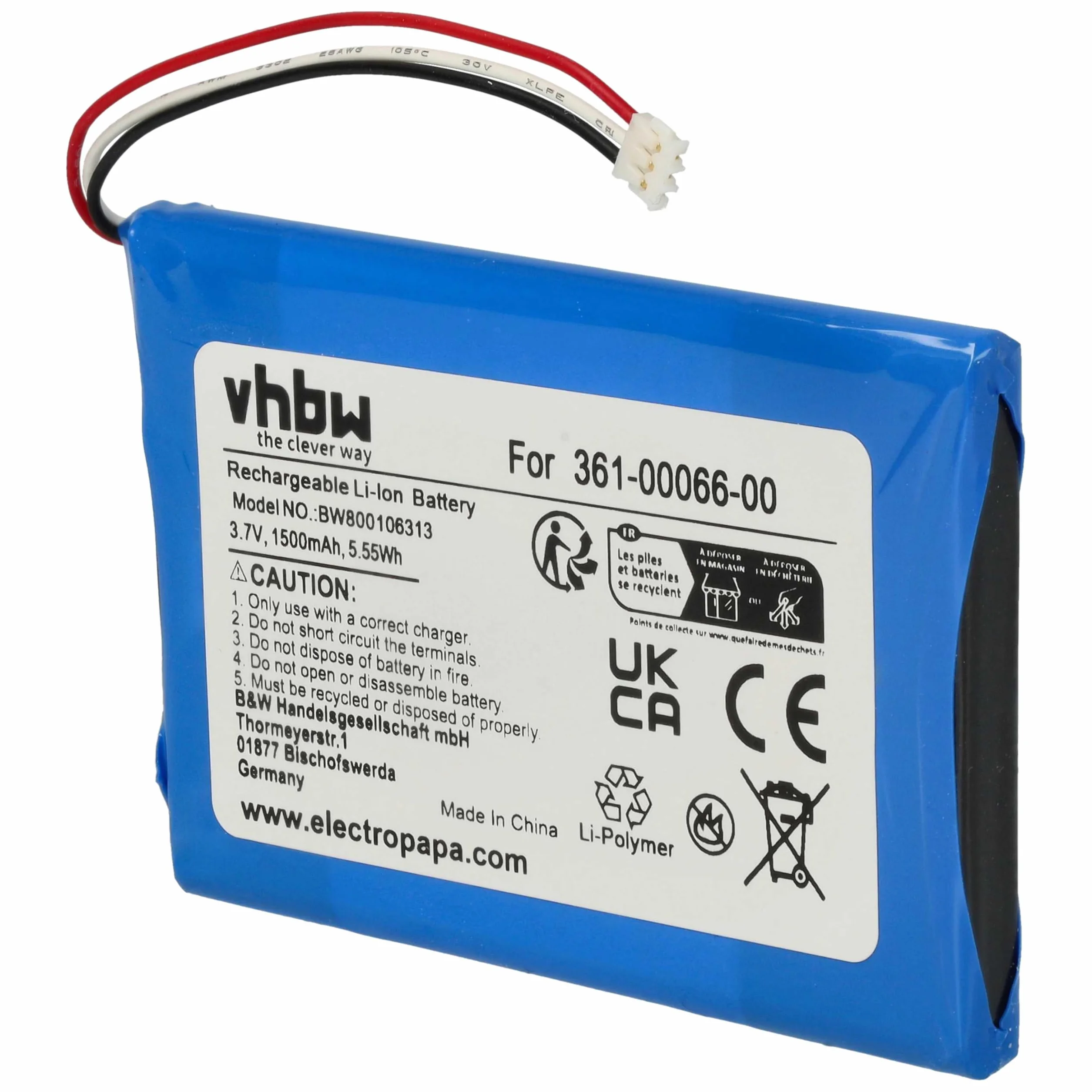 vhbw Bateria kompatybilna z Garmin Dezl 770, 760LMT-D, 760LMT GPS Navigation Navi (1500 mAh, 3,7 V, litowo-jonowa)