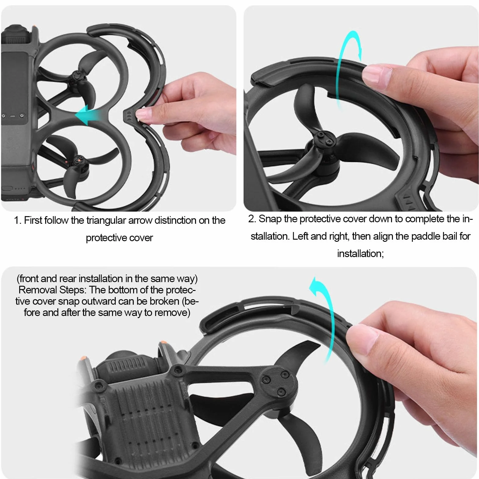 Tbest Drone Propeller Guard, lekki zderzak ochronny do drona Avata 2 (czarny)