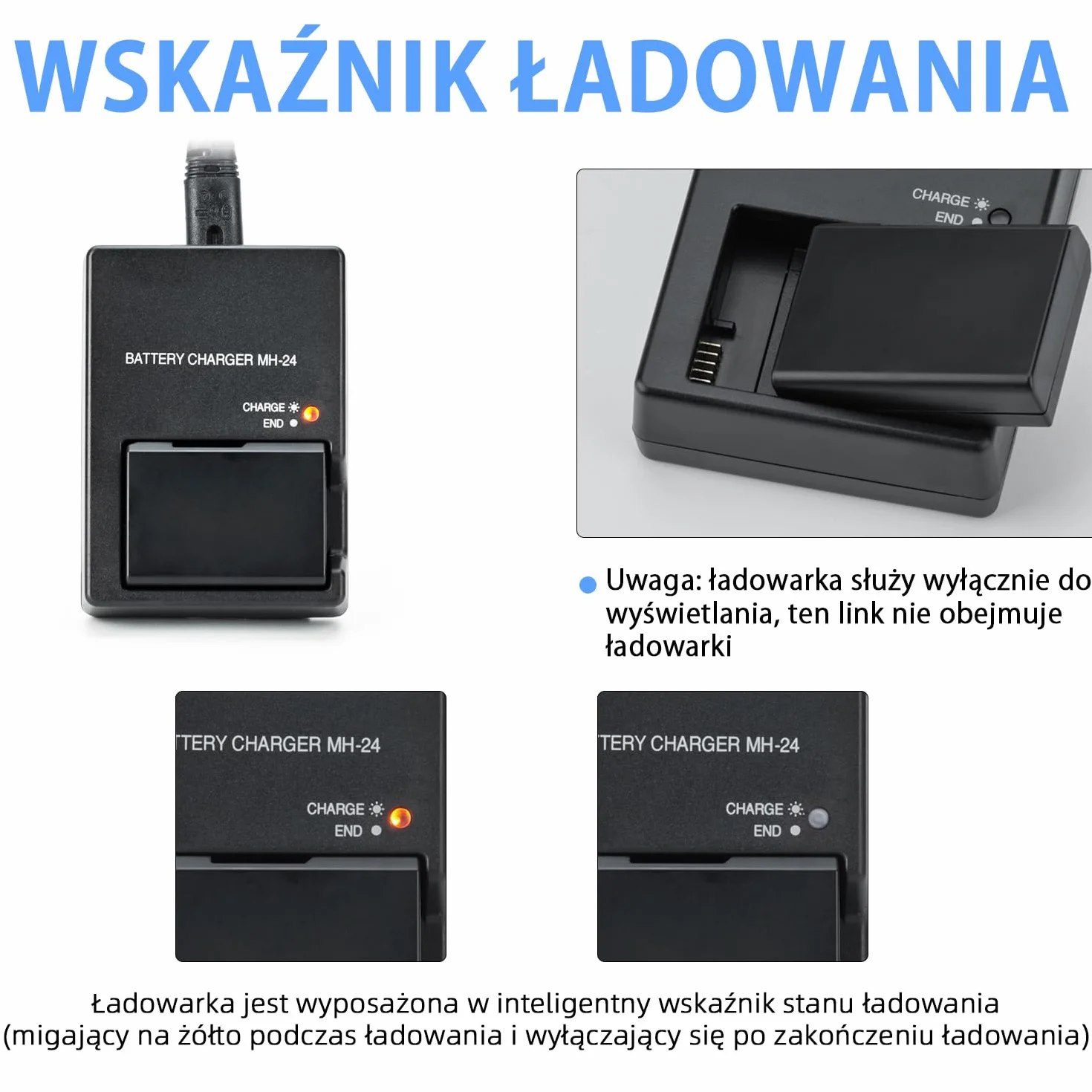 Ładowarka MH-24 kompatybilna z Nikon EN-EL14 EN-EL14A do D3100 D3200 D3300 D3400 D3500 D5100 D5200 D5300 D5500 D5600 P7000 P7100 P7800