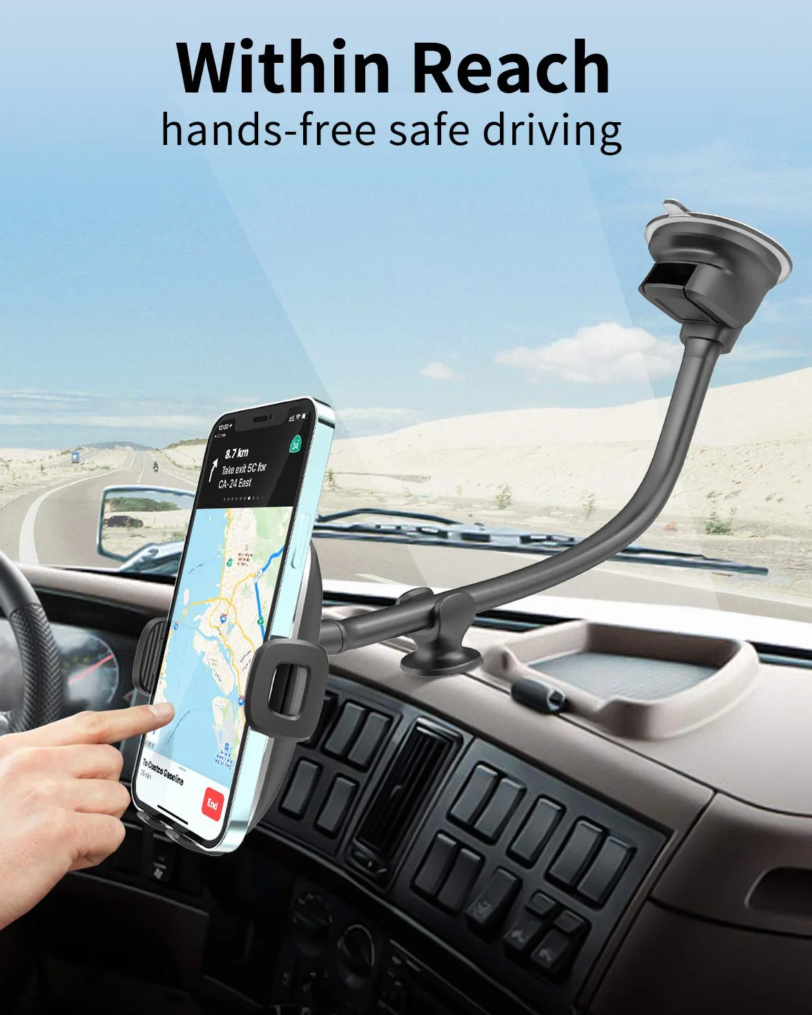 APPS2Car Uchwyt na telefon na przednią szybę 33 cm kompatybilny z telefonami 10.2-17.3 cm