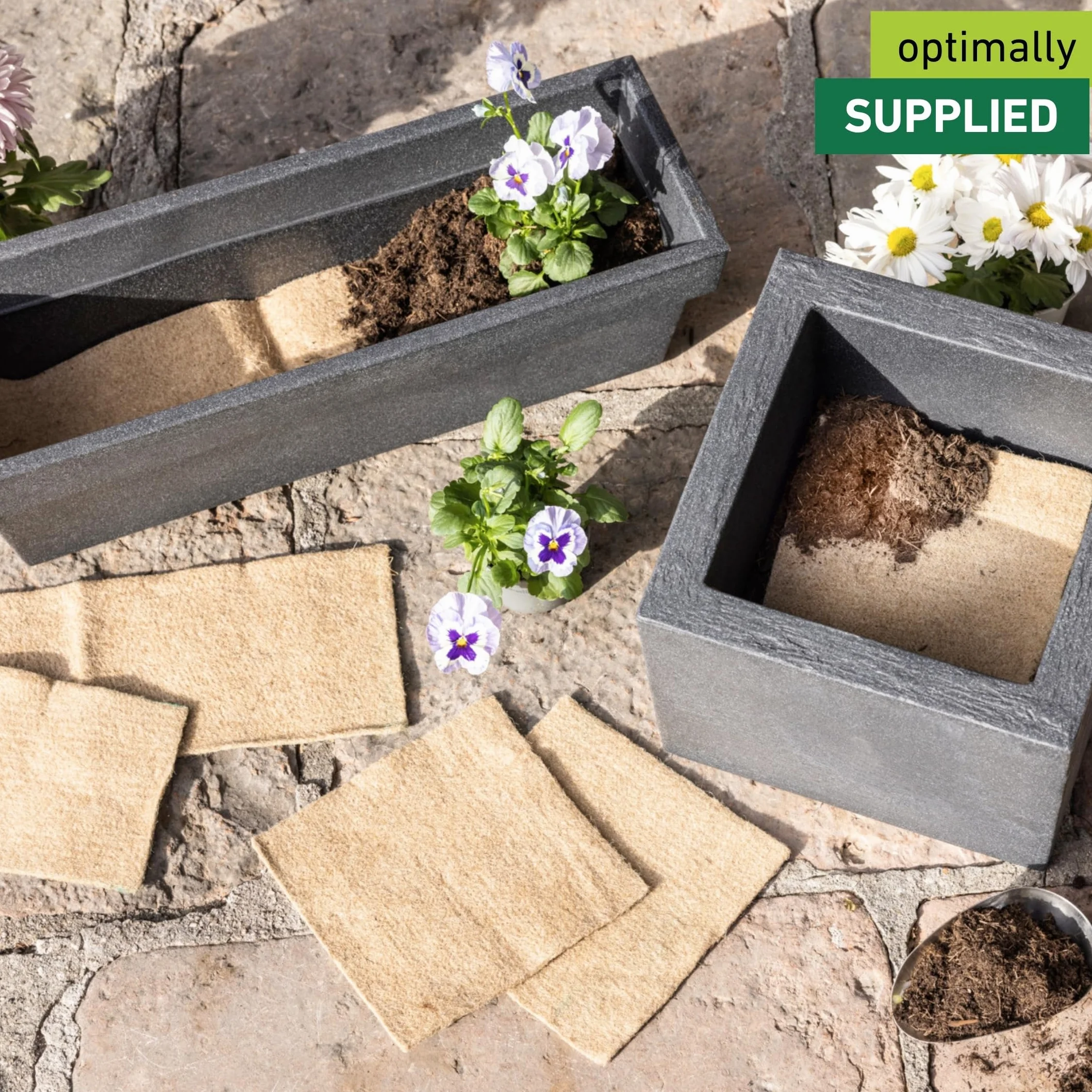 Windhager jutowa mata do przechowywania wody 4 szt. - 20x20cm - system nawadniający, dystrybutor wody dla roślin, system nawadniający ogród - automatyczne nawadnianie - pomoc w nawadnianiu