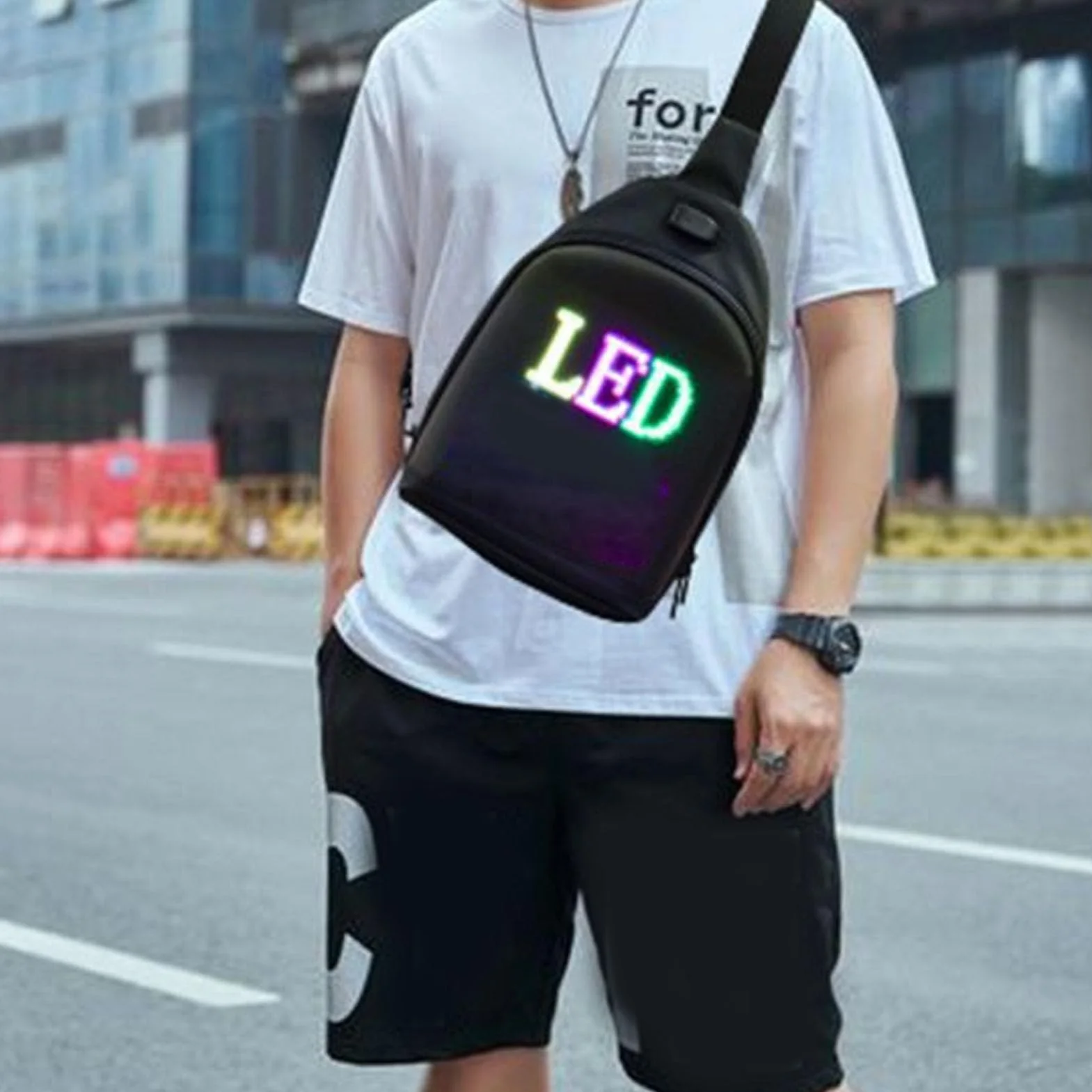 LED Sling Backpack Programmable Pełny Kolor Ekranowy Wyświetlacz Woda Water Reklama na Zewnątrz Podróż dla Mężczyzn Kobiety