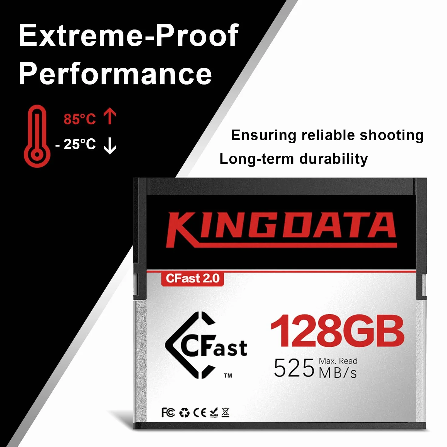 Karta pamięci CFast 2.0 128 GB High Speed do nagrywania wideo 4K i HD, kompatybilna z profesjonalnymi aparatami fotograficznymi