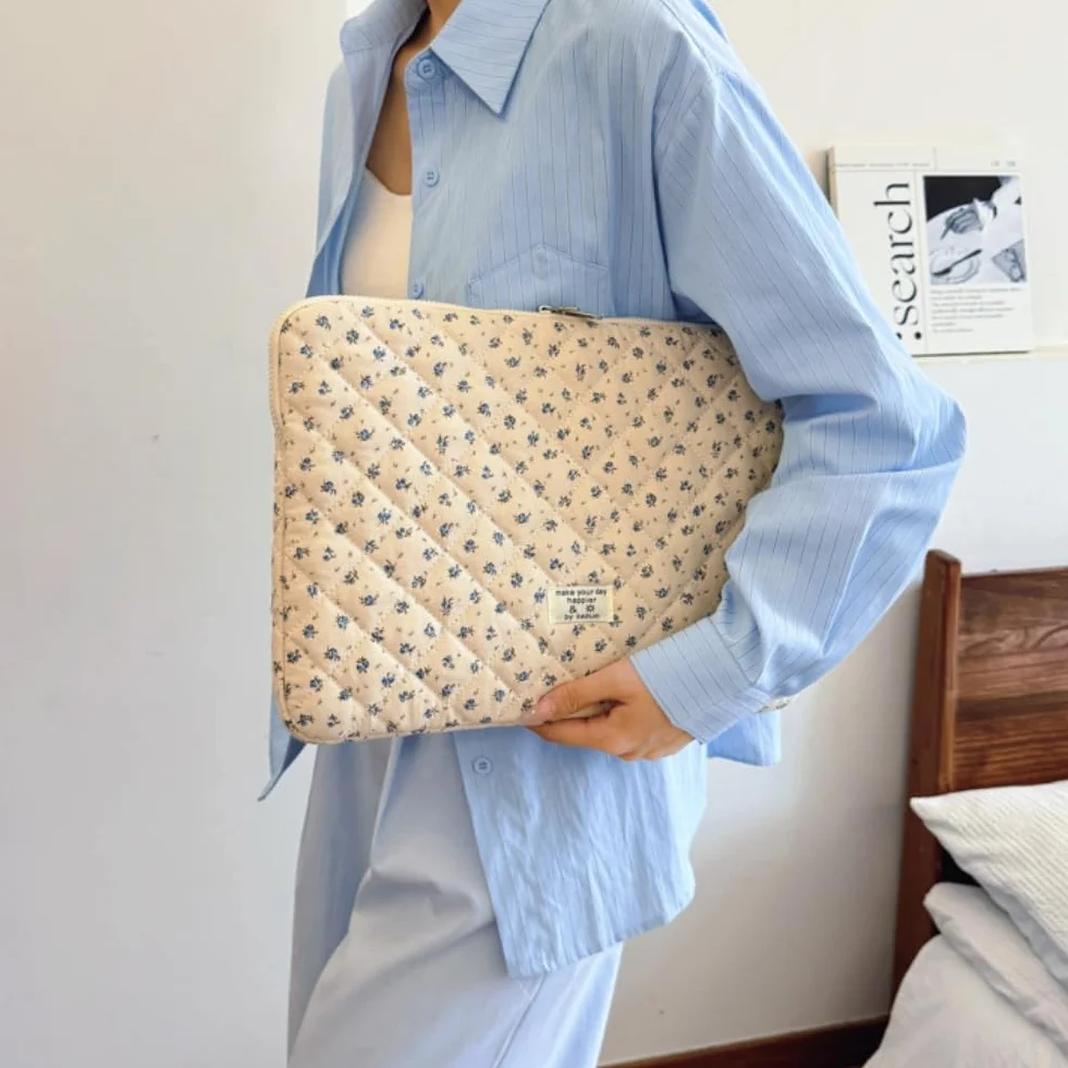Flintronic Pokrowiec na laptopa 15,6 cala, urocze, pikowane etui na laptopa, pikowane etui na laptopa z kokardą, przenośny wyściełany rękaw na laptopa, kompatybilny z MacBookiem, Asus, Dell, HUAWEI