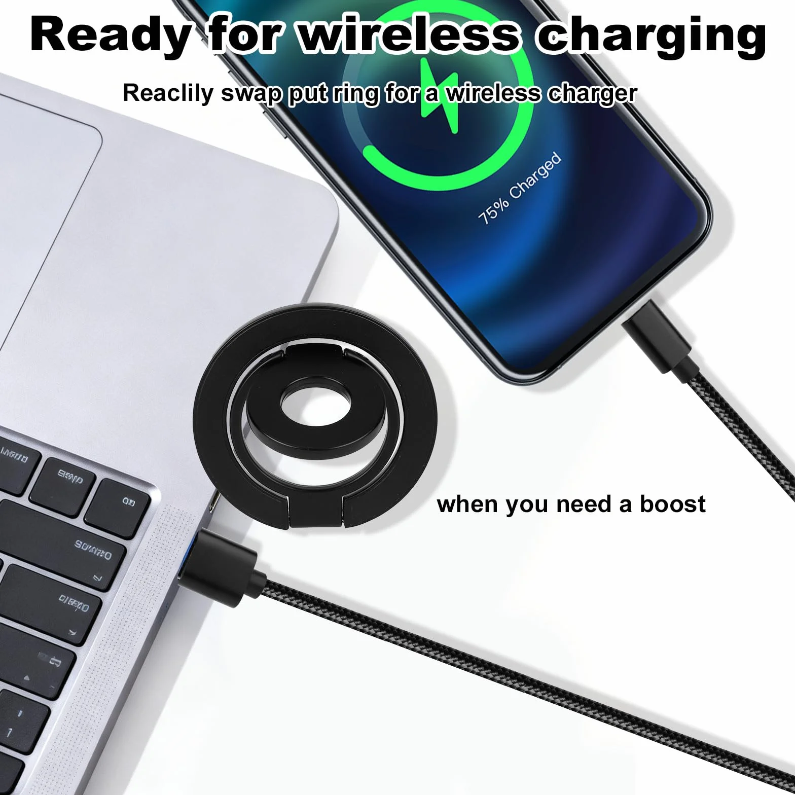 Penitue Magnetyczny Uchwyt do Telefonu dla MagSafe & iPhone, N52 Silny Magnes Uchwyt z Metalowym Pierścieniem Kompatybilna z iPhone 12/13/14/15/16 MagSafe i Innymi Telefonami (Czarny)