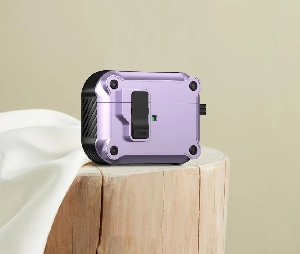 etui kompatybilne z AirPods (3. generacji) (kolor: fioletowy) pokrowiec ochronny blokada twarda silikonowa osłona