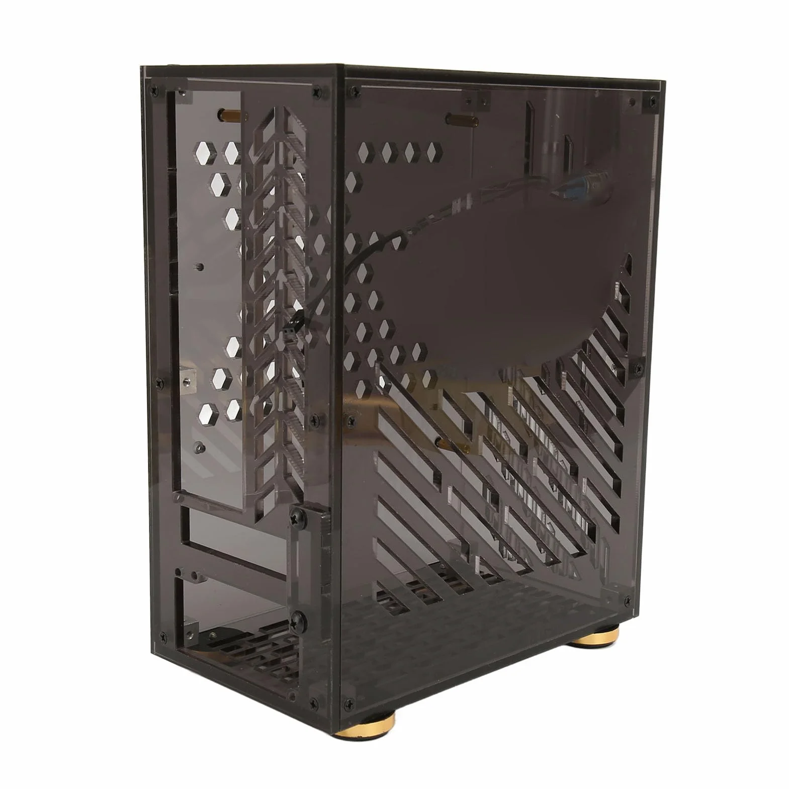 Obudowa Mini ITX Przezroczysty panel akrylowy Chłodzenie 360 ​​stopni Kompaktowa, lekka obudowa Mini PC dla entuzjastów majsterkowania i małych konstrukcji Pojemność 4,3 l Rozmiar (Czarny)