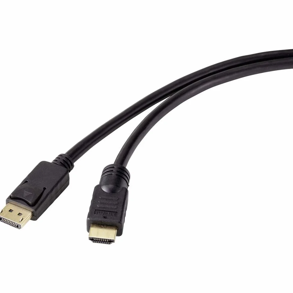 RENKFORCE DisplayPort/HDMI Kabel Adapter Wtyczka męska DisplayPort, Wtyk męski HDMI-A 10.00 m czarny RF-4581870 Kabel D