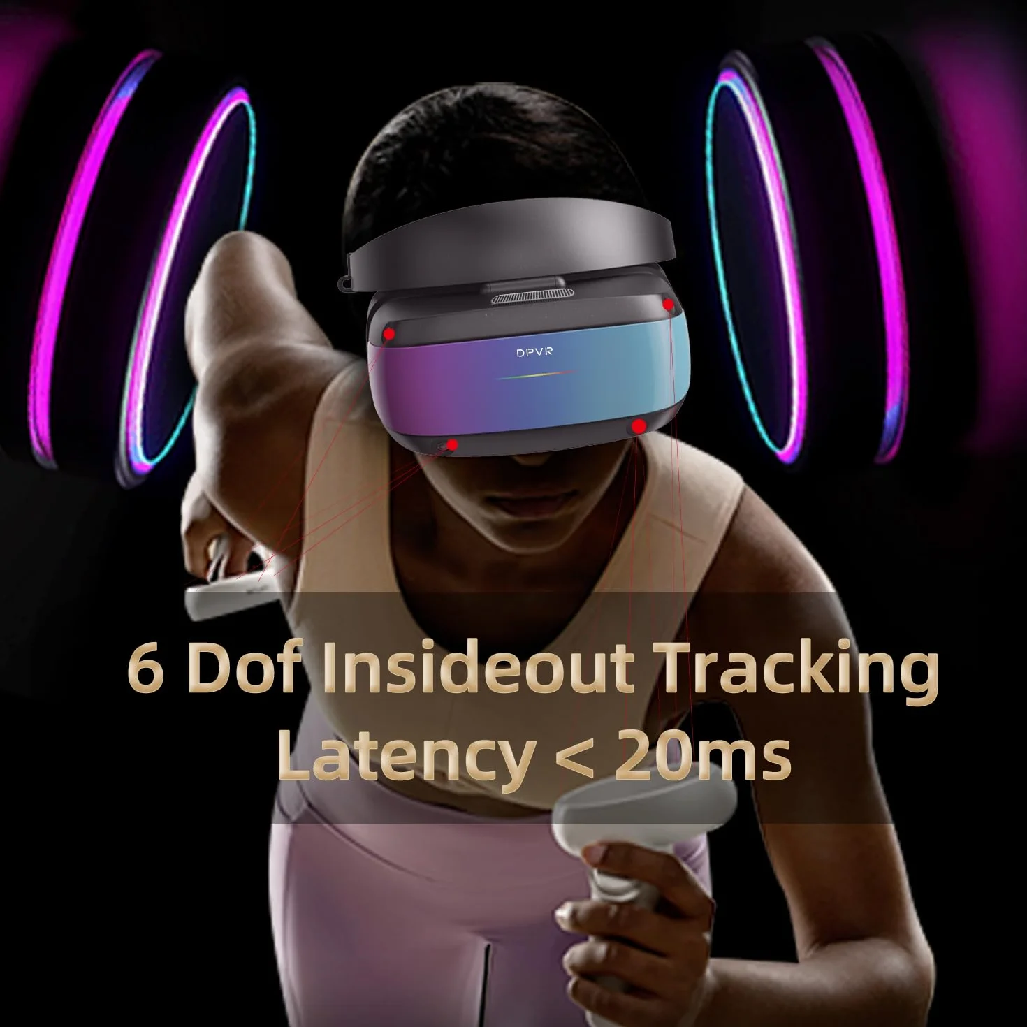 DPVR Zestaw słuchawkowy E4 VR – zestaw słuchawkowy PCVR Virtual Reality do gier komputerowych z kontrolerem, kompatybilny ze SteamVR