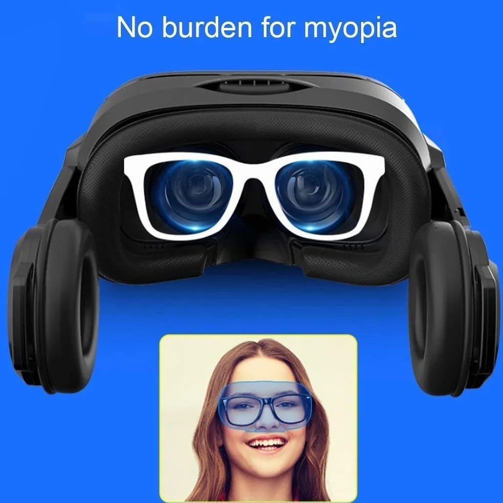 Zestaw słuchawkowy VR okulary 3D Virtual Reality VR niebieskie światło HD obiektyw VR zestaw zawiera gogle do rzeczywistości wirtualnej 3D, kontroler, regulowane okulary VR - kompatybilne z iPhone i Android z gamepadem