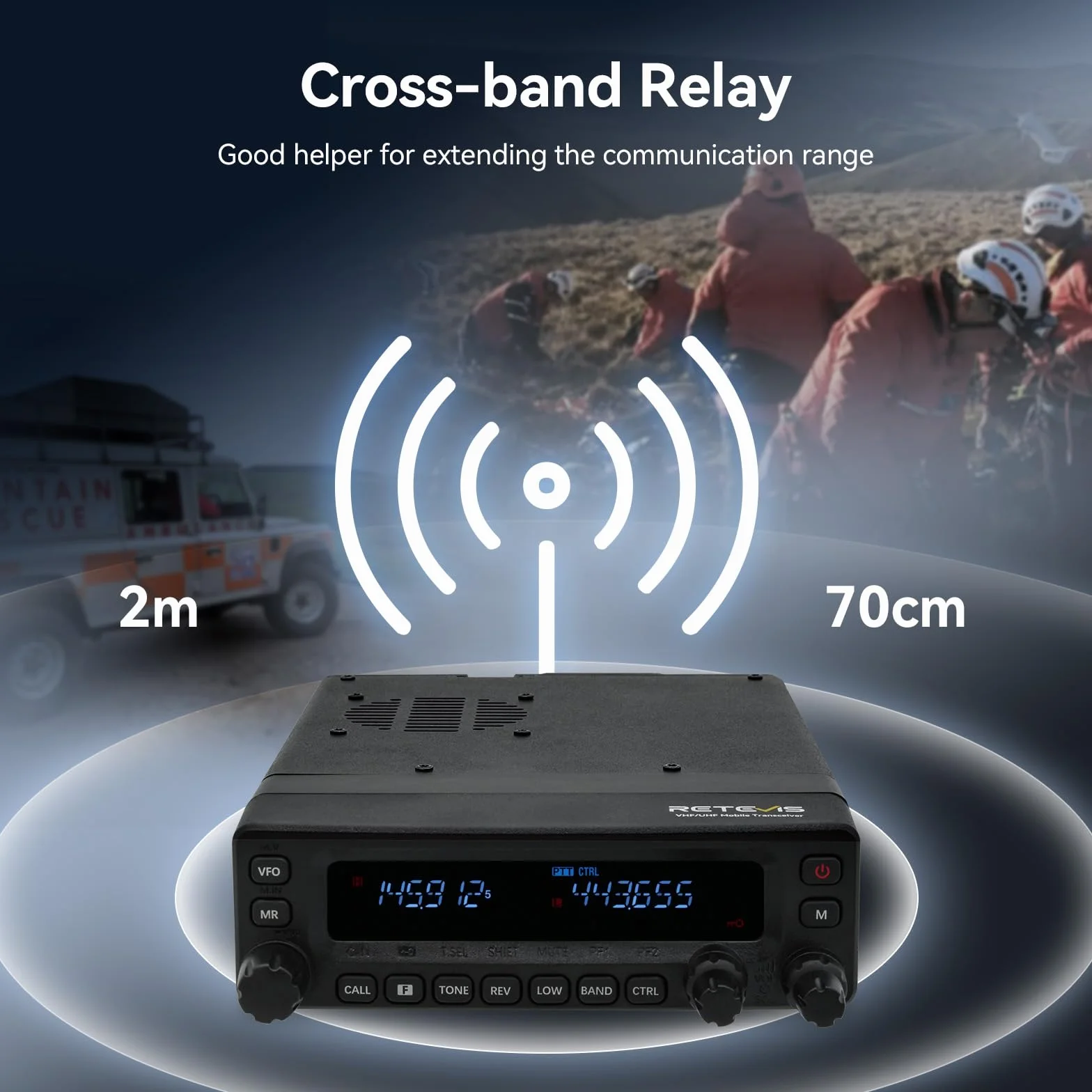 Retevis MA1 Radiotelefon Amatorski z Anteną, Odłączanym Panelem Sterowania, Wzmacniacz Międzypasmowy, Daleki Zasięg, 2m/70cm/FM/AM, Ham Radio do Reagowania Kryzysowego (1 szt)