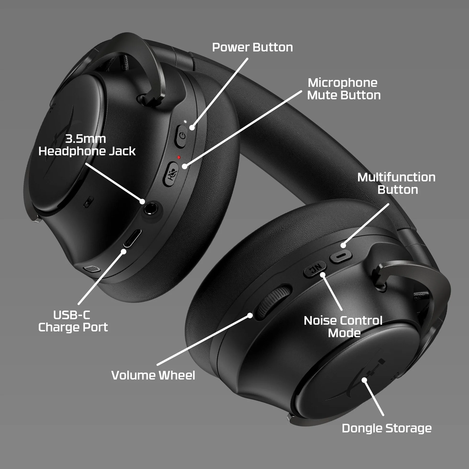 HyperX Cloud Mix 2 słuchawki bezprzewodowe z redukcją szumów, do gier, muzyki, połączeń, Bluetooth 5.3, USB-C, bateria 110h, kolor czarny