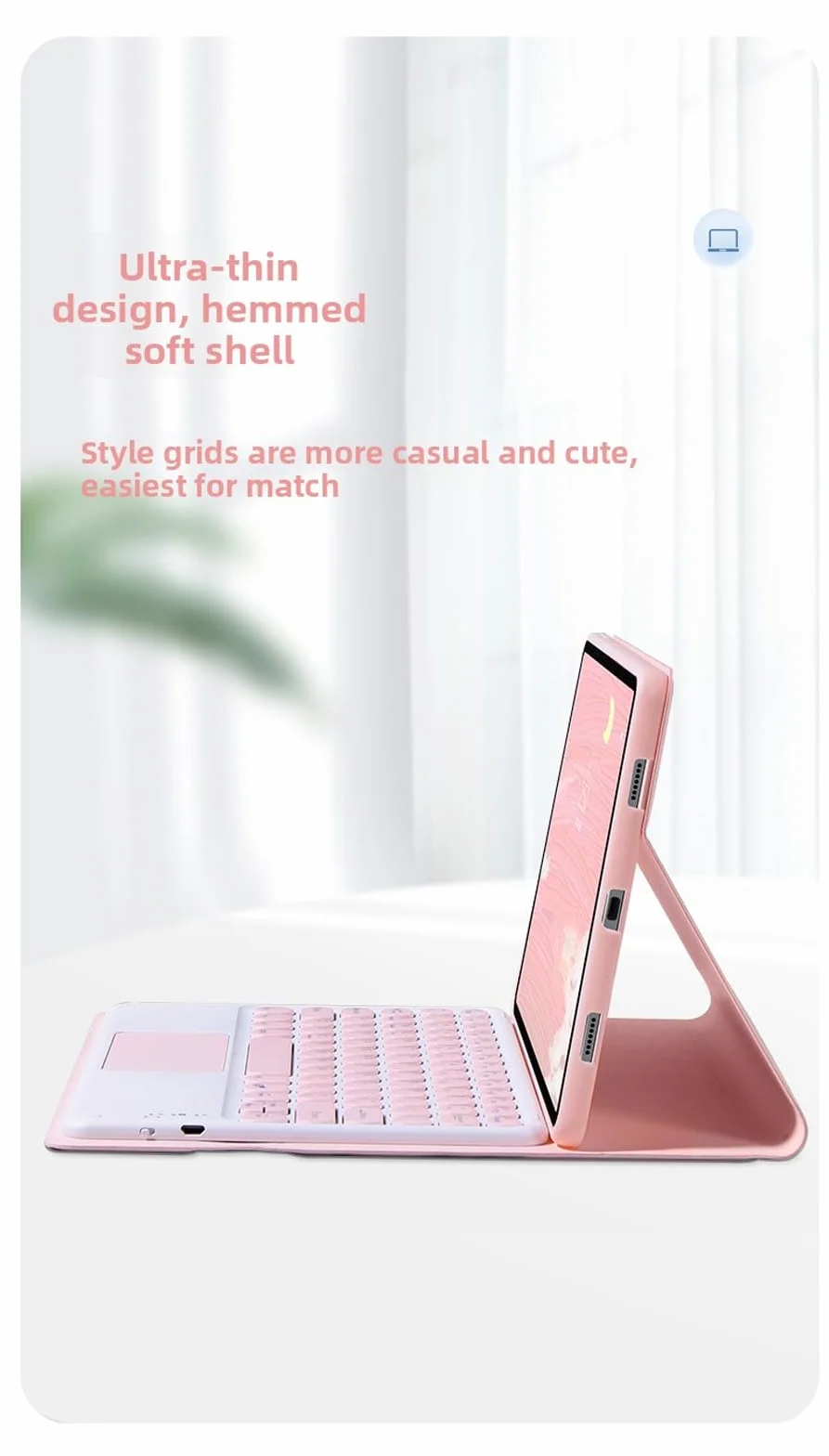 Etui z klawiaturą do Xiaomi Redmi Pad Pro 12,1 cala 2024 z myszą, okrągłymi klawiszami, odłączanym bezprzewodowym trackpadem i klawiaturą dotykową do Xiaomi Poco Pad 12,1 cala