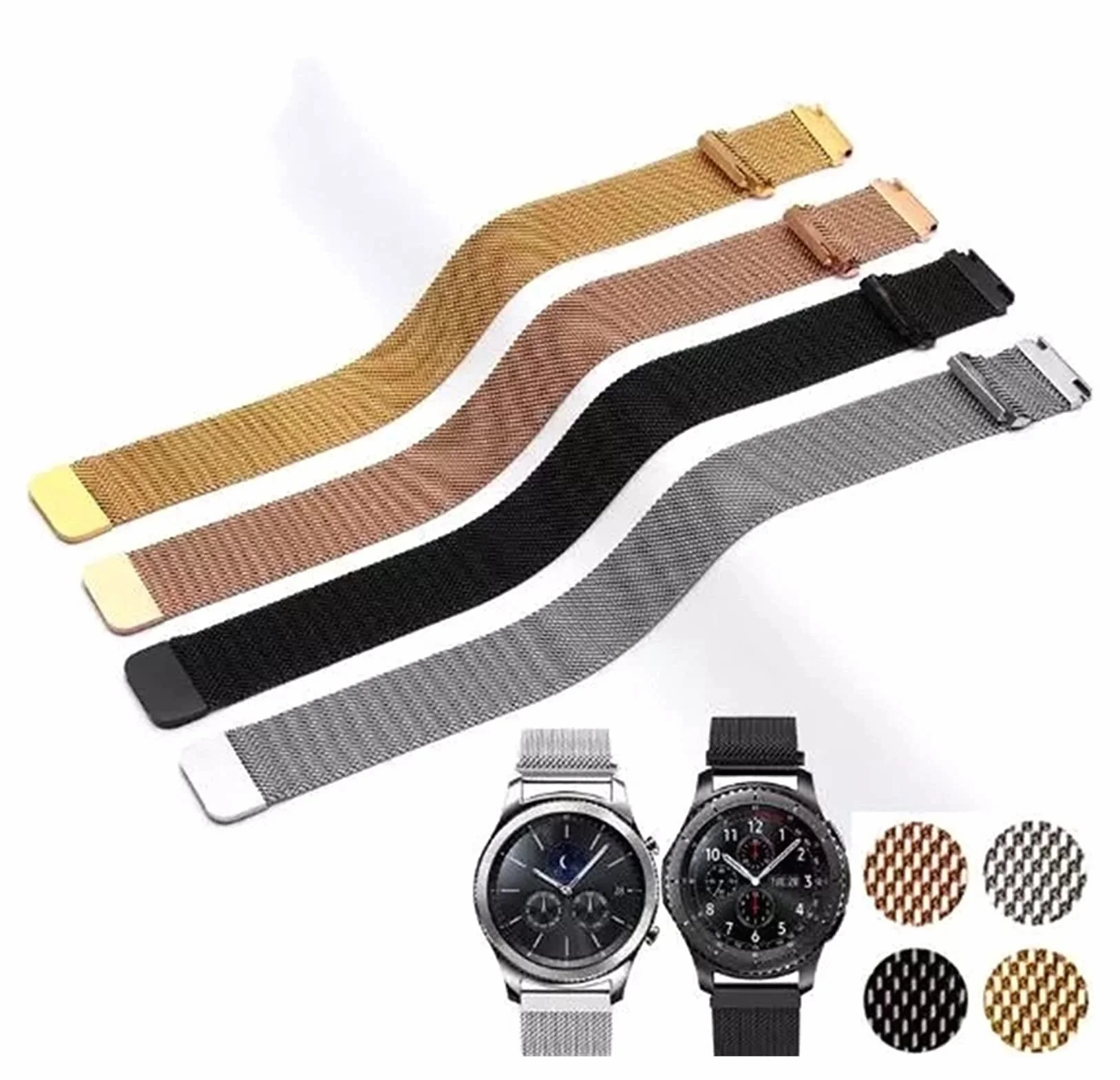 Mesh Universal Watch Bransoletka Bransoletka ze stali nierdzewnej magnetyczne blokady bezpieczeństwa, do inteligentnego zastępowania paska 12-24 mm, zastępowanie opaski zegarek
